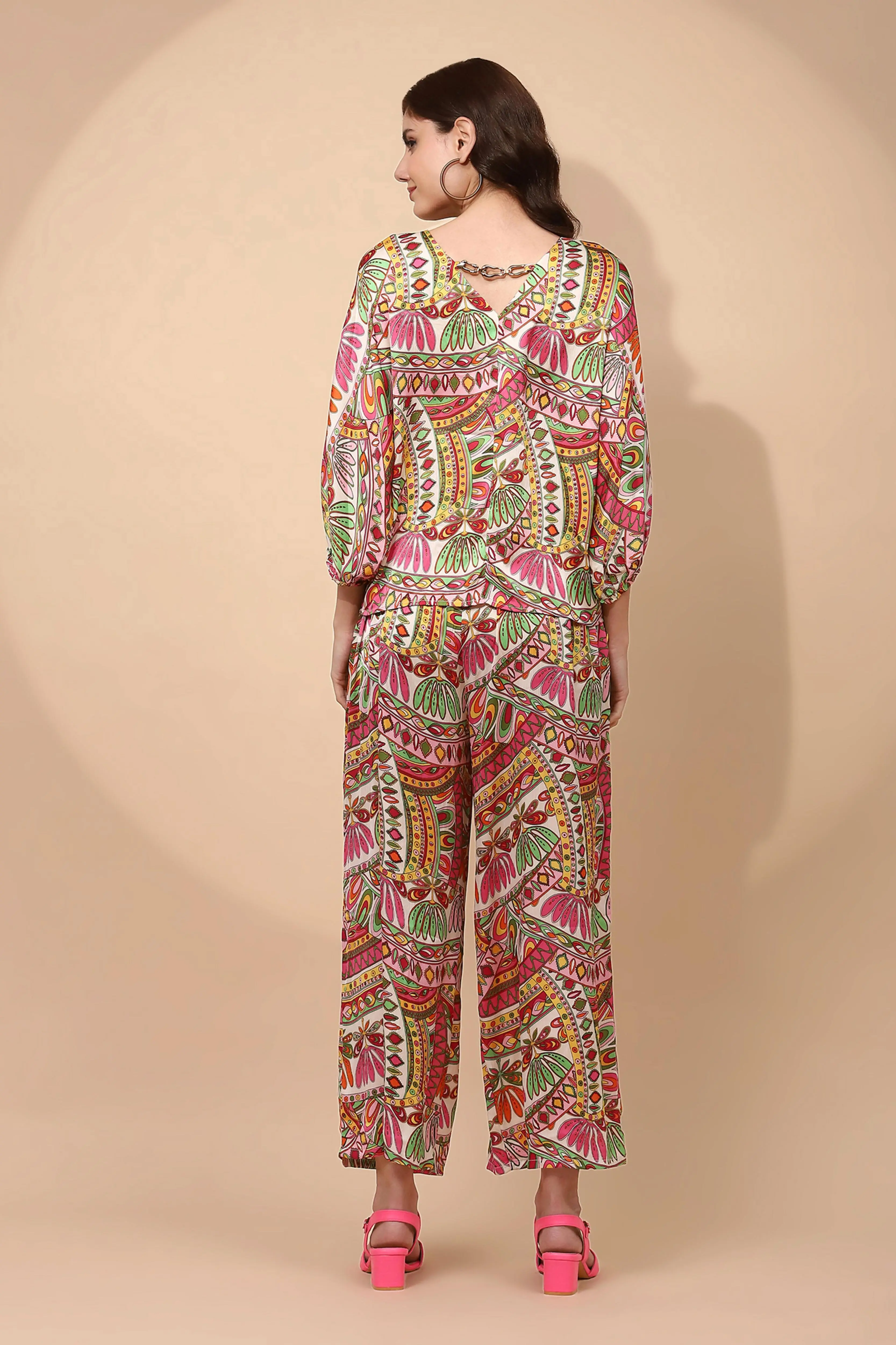 Multi Pink Satin Relaxed Fit Co-ord Set - Image 4