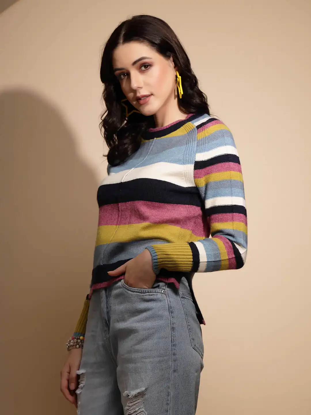 Multicolor Striped Knitted Pullover - Image 10