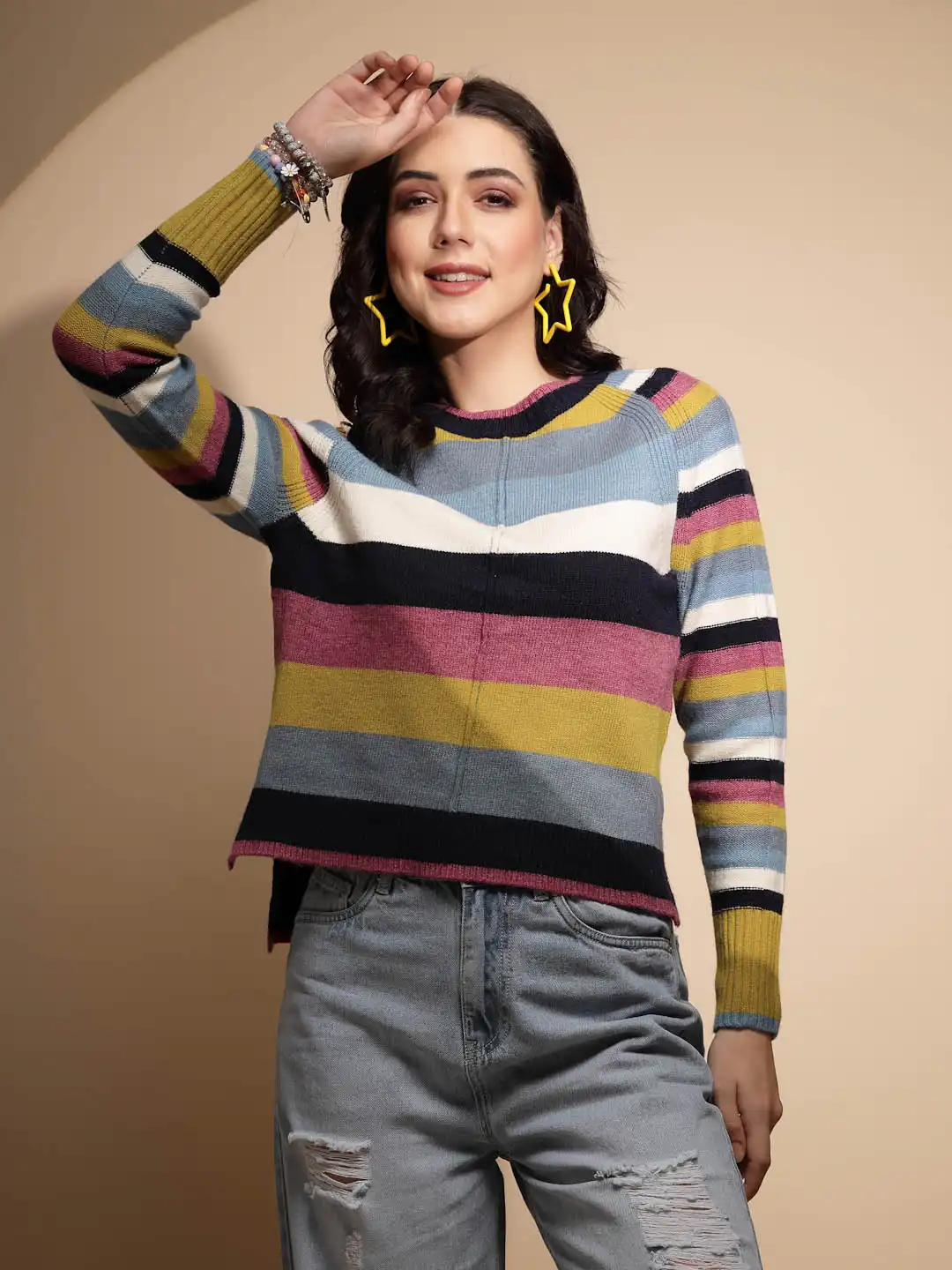 Multicolor Striped Knitted Pullover - Image 9