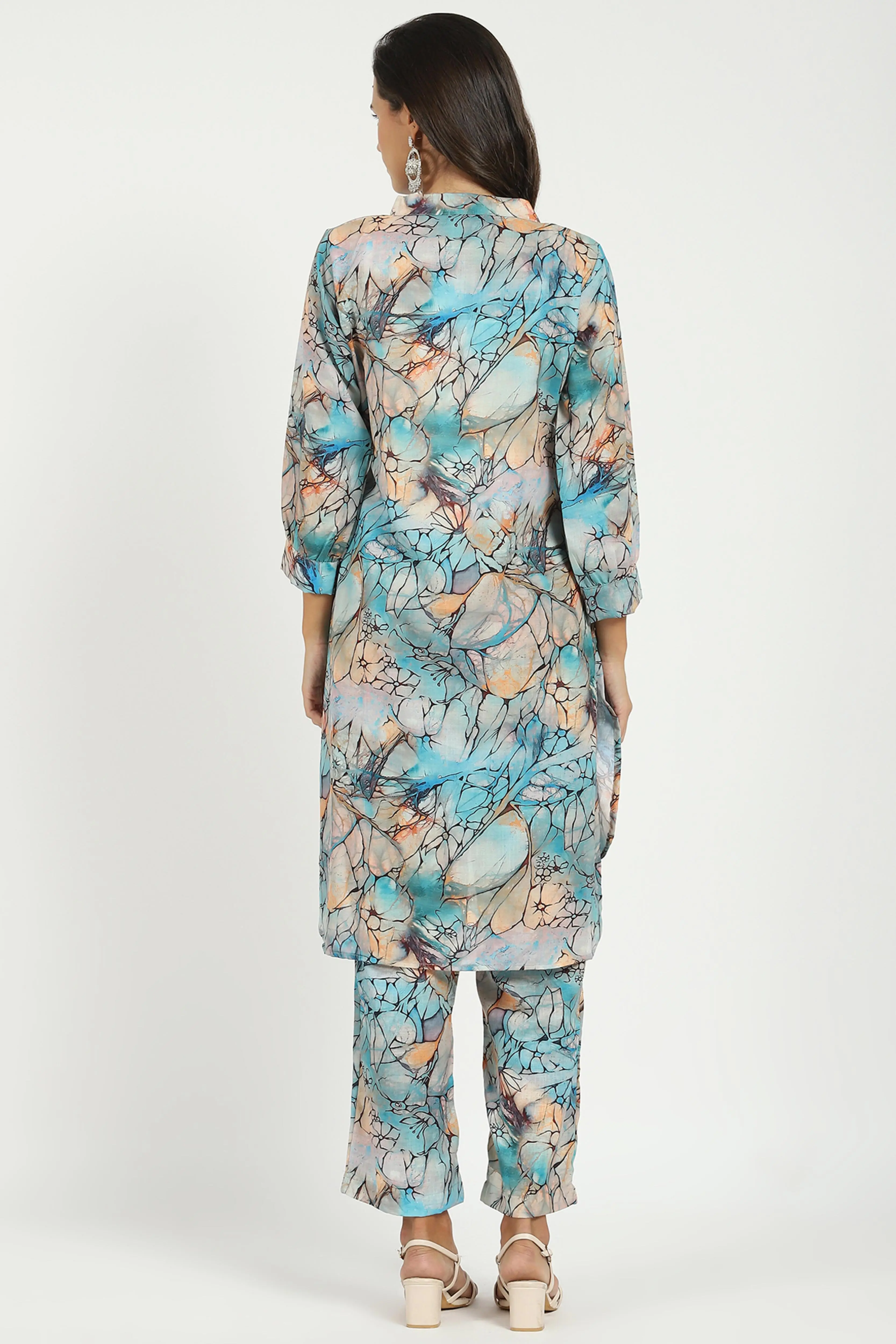 Multicolored Abstract Rayon Kurta Set - Image 4