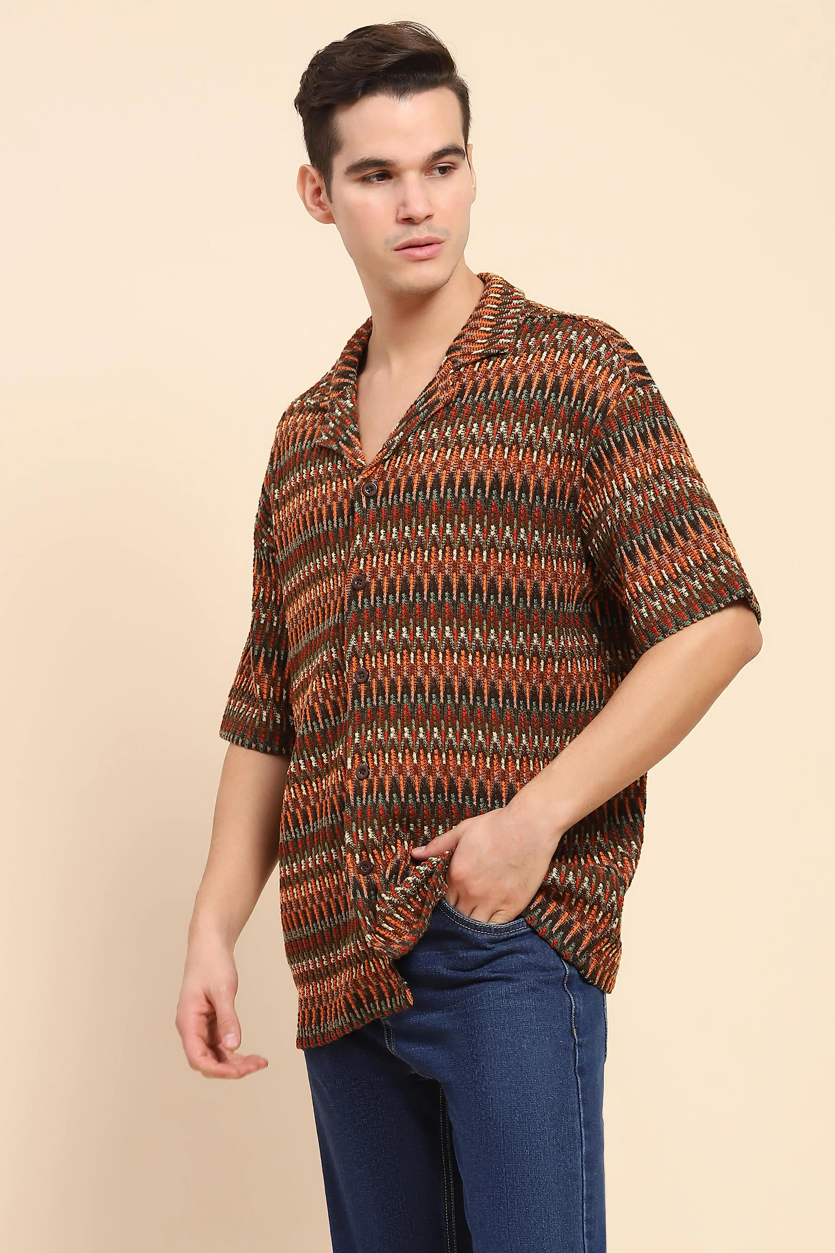 Multi Textured Oversized Shirt - Image 2