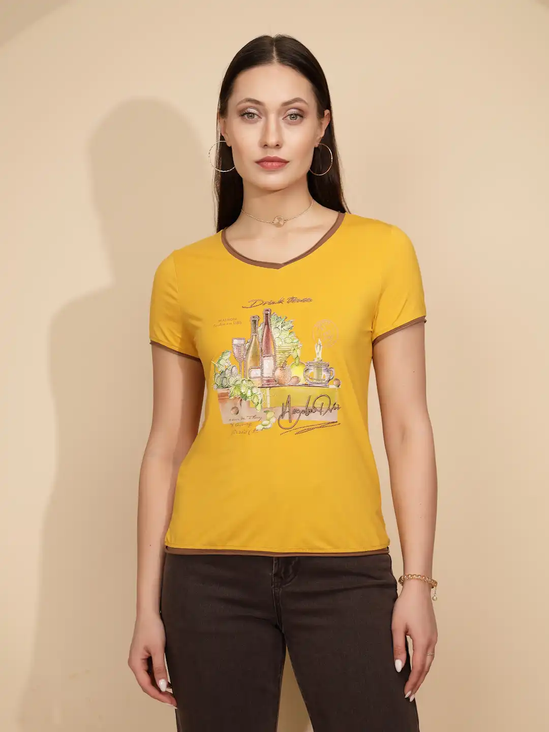 Mustard Cotton Blend Regular Fit Top - Image 8