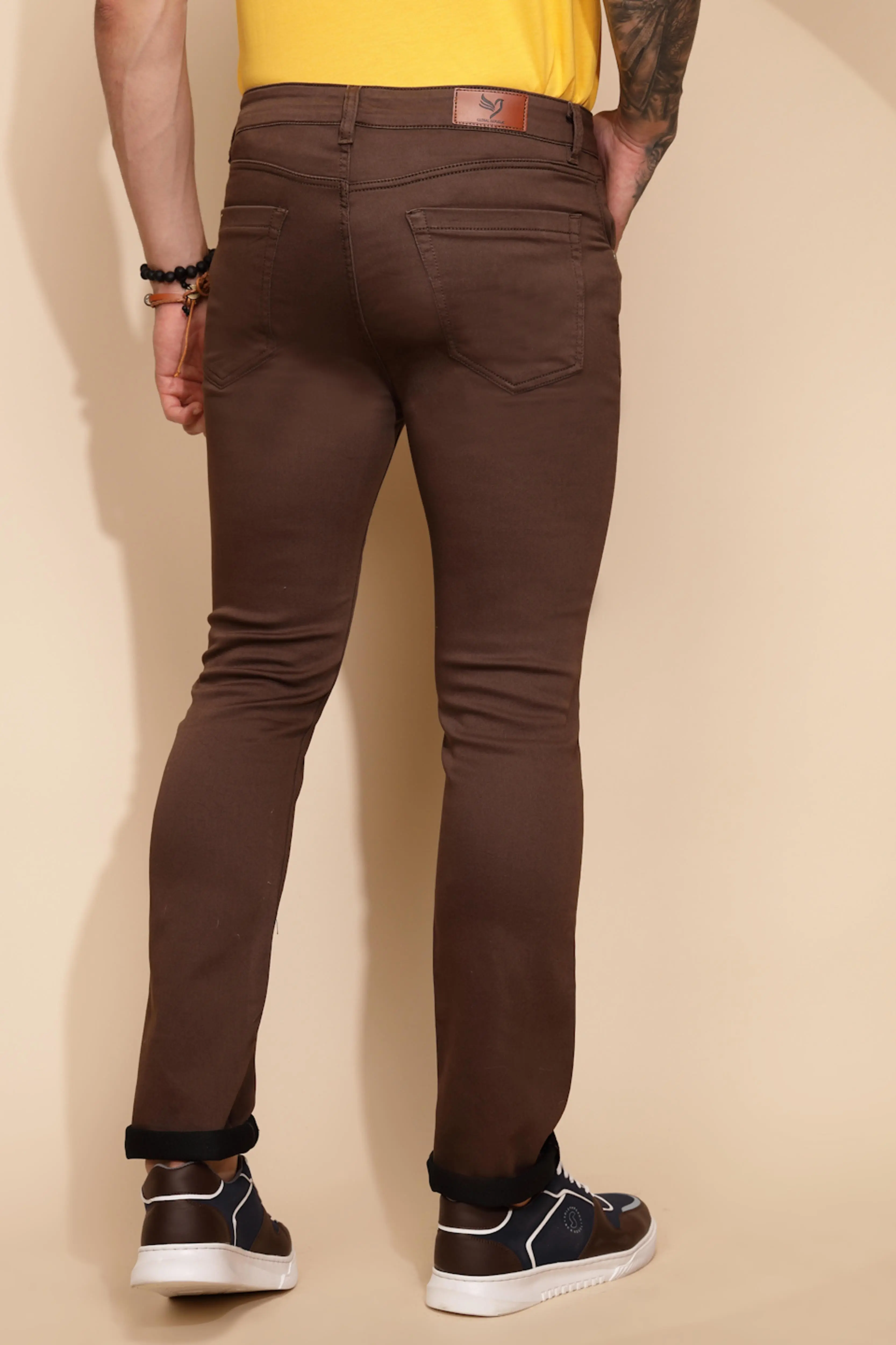 Mustard Cotton Blend Trouser - Image 4