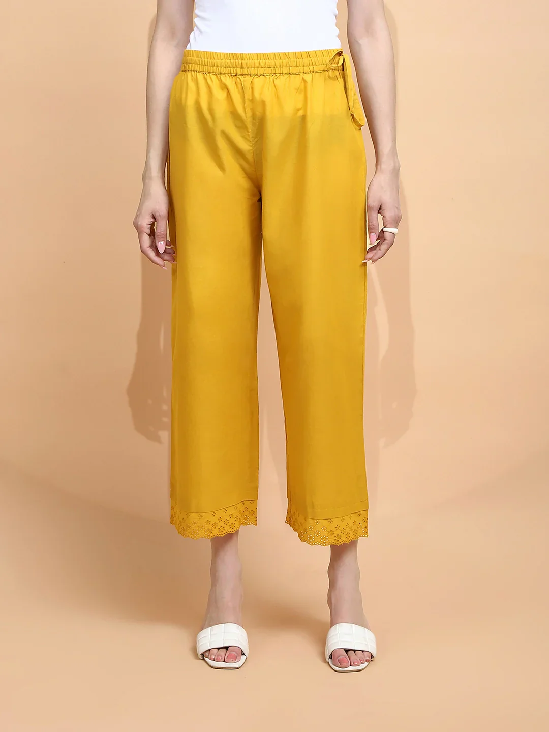 Mustard Cotton Loose Fit Palazzo - Image 9