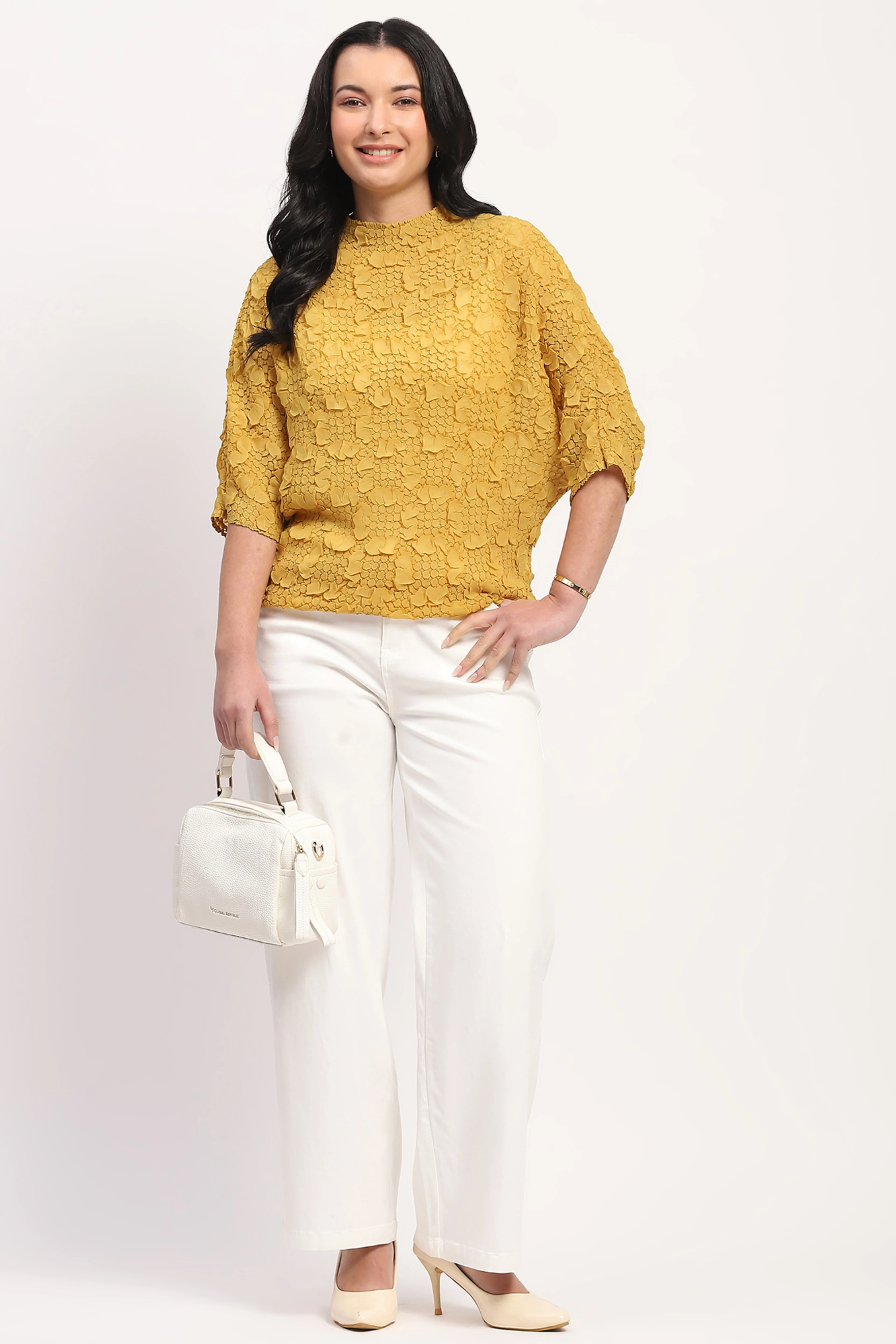 Mustard Crushed Shimmer Top - Image 7
