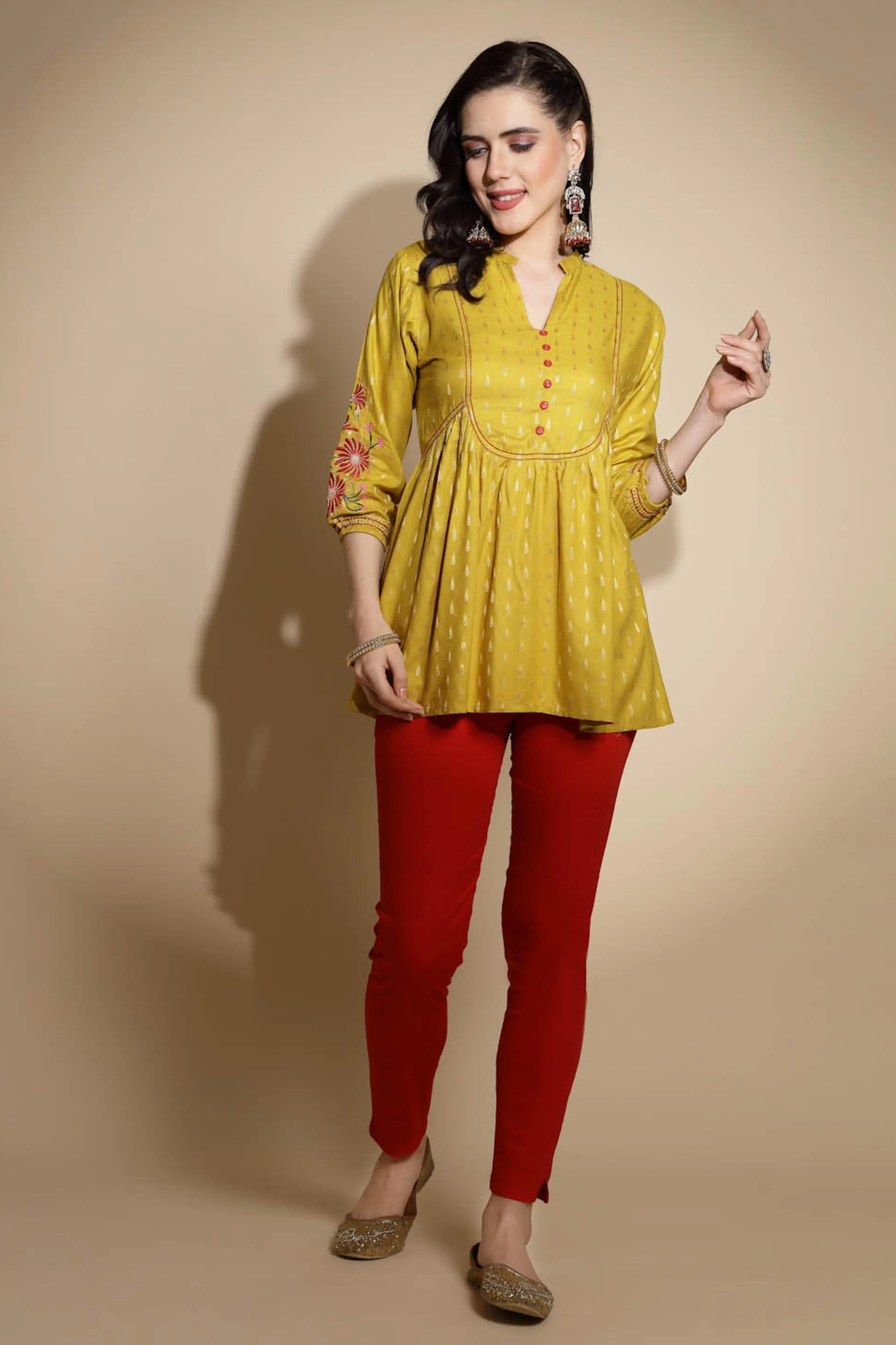 Mustard Embroidered Tunic - Image 6