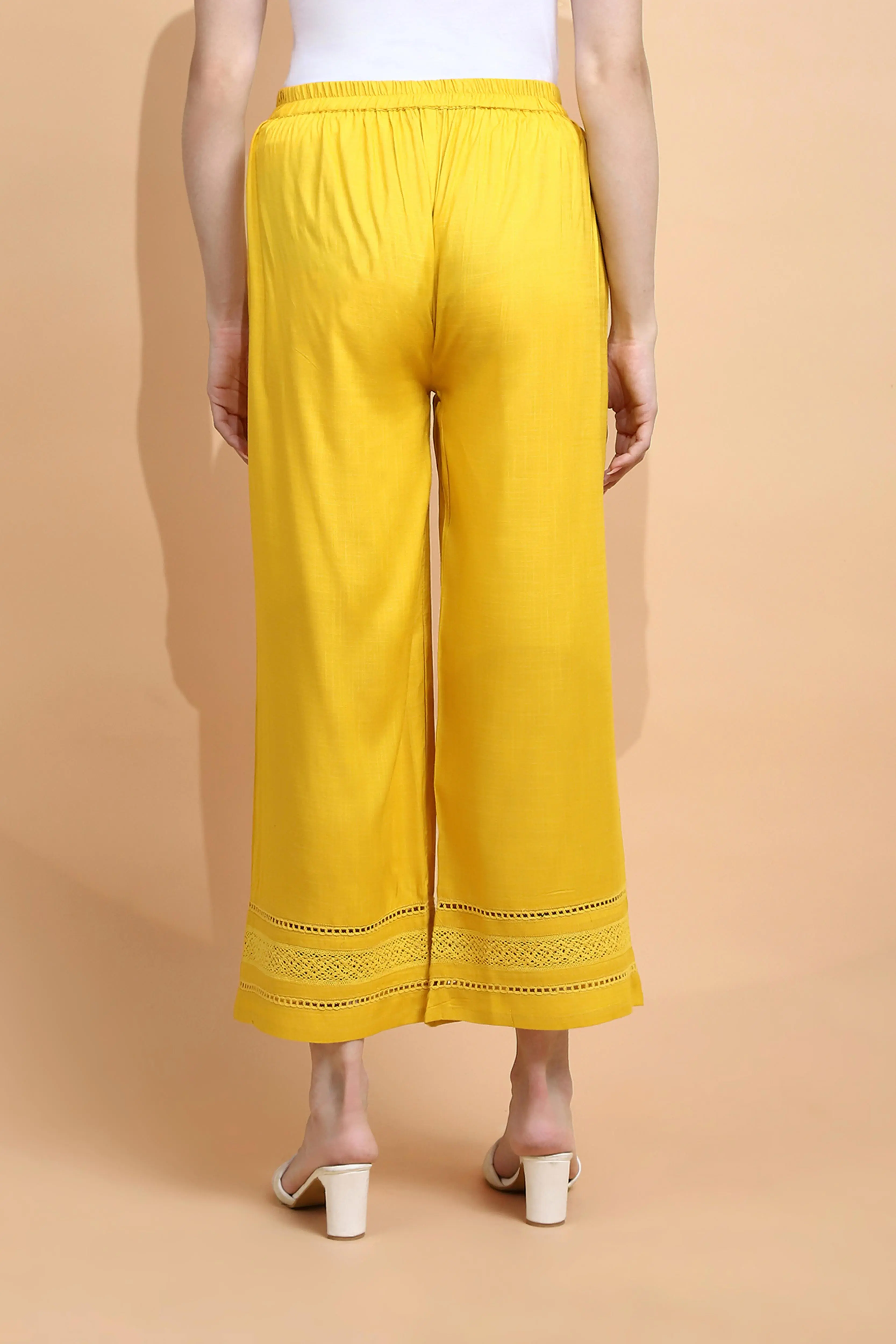 Mustard Rayon Blend Loose Palazzo - Image 4