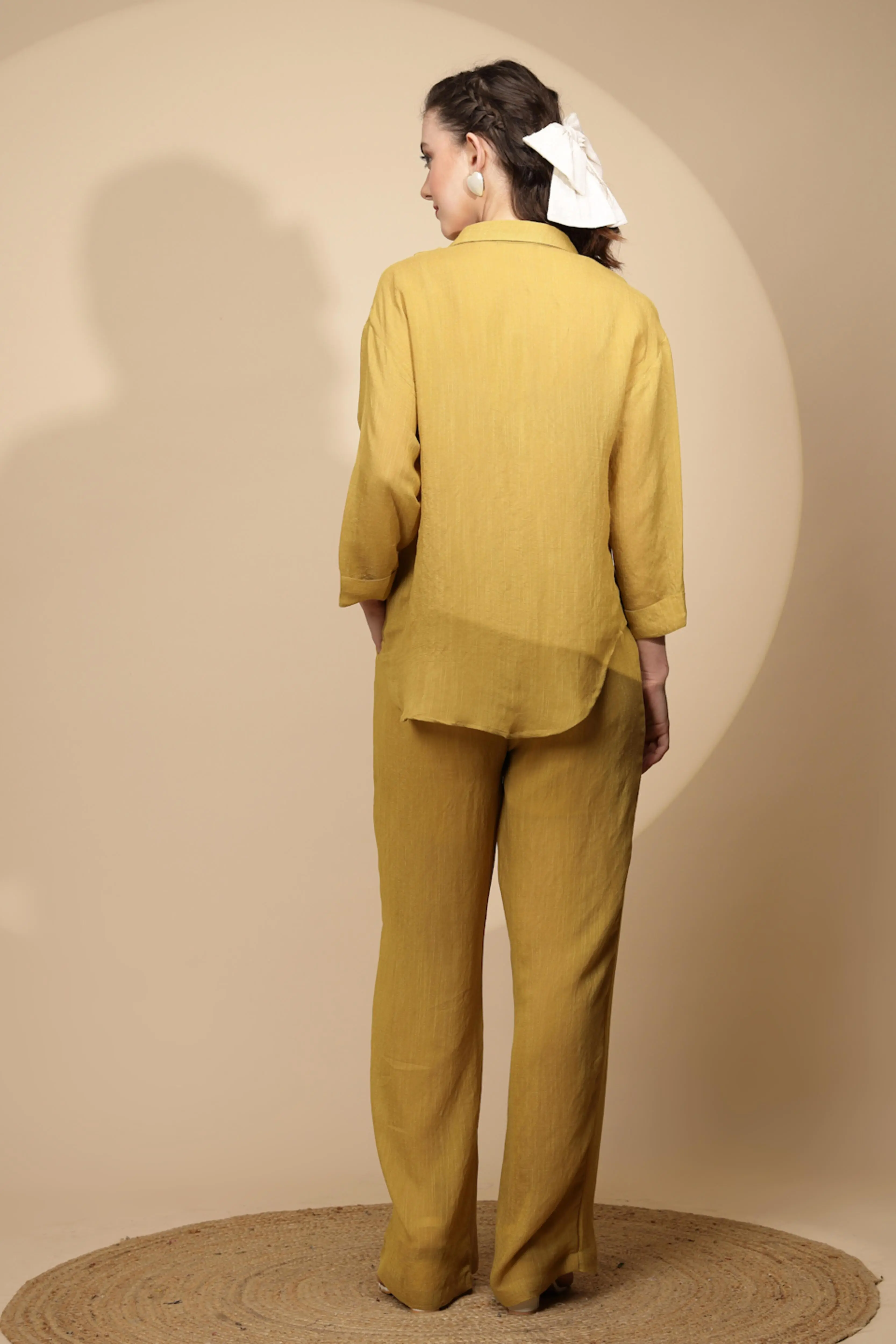 Mustard Rayon Regular Fit Co-Ord Set - Image 2