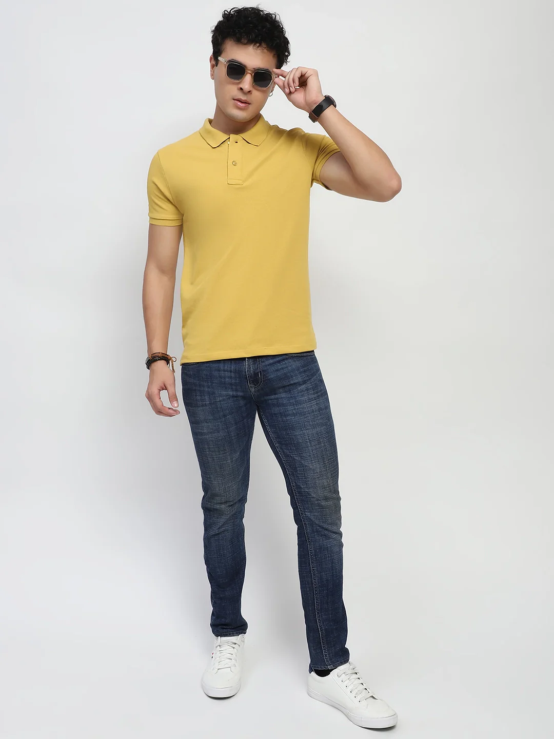 Mustard Solid Polo T-Shirt - Image 11