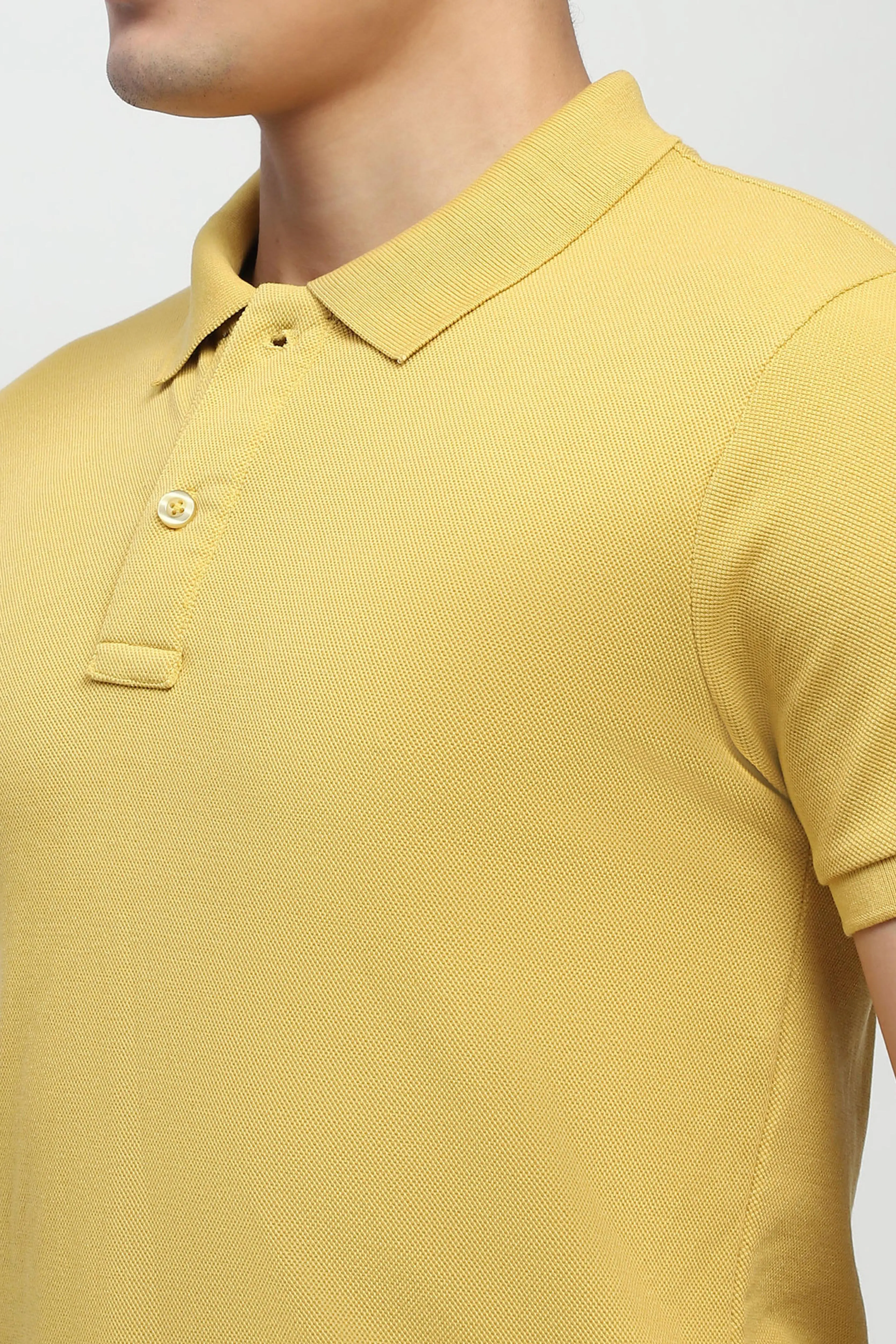 Mustard Solid Polo T-Shirt - Image 5