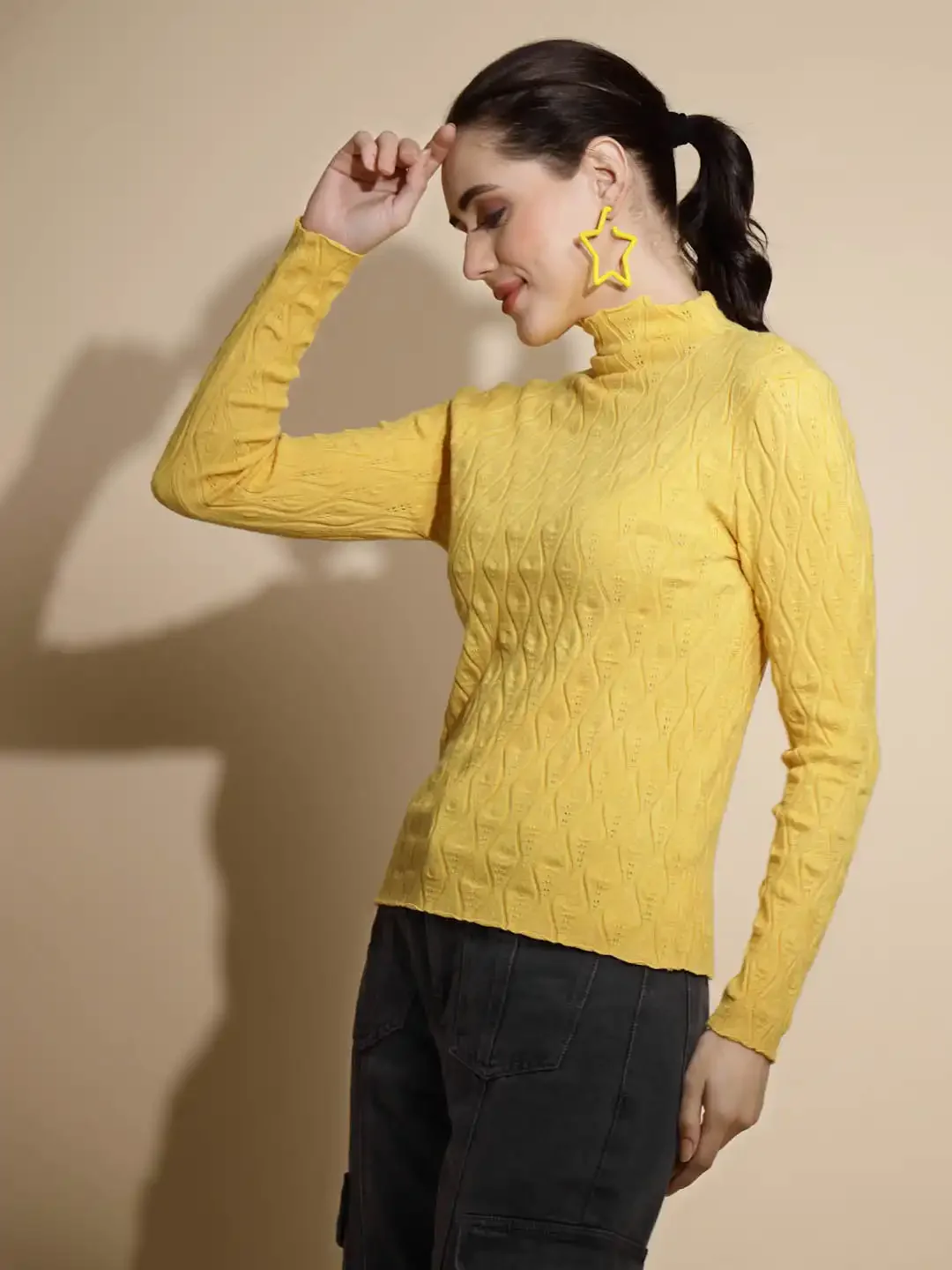 Mustard Solid Knitted Skivvy - Image 6