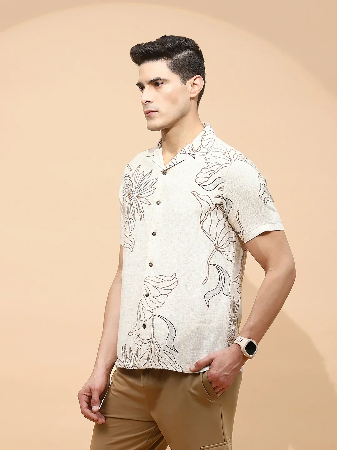 Natural Beige Cotton Shirt - Image 9