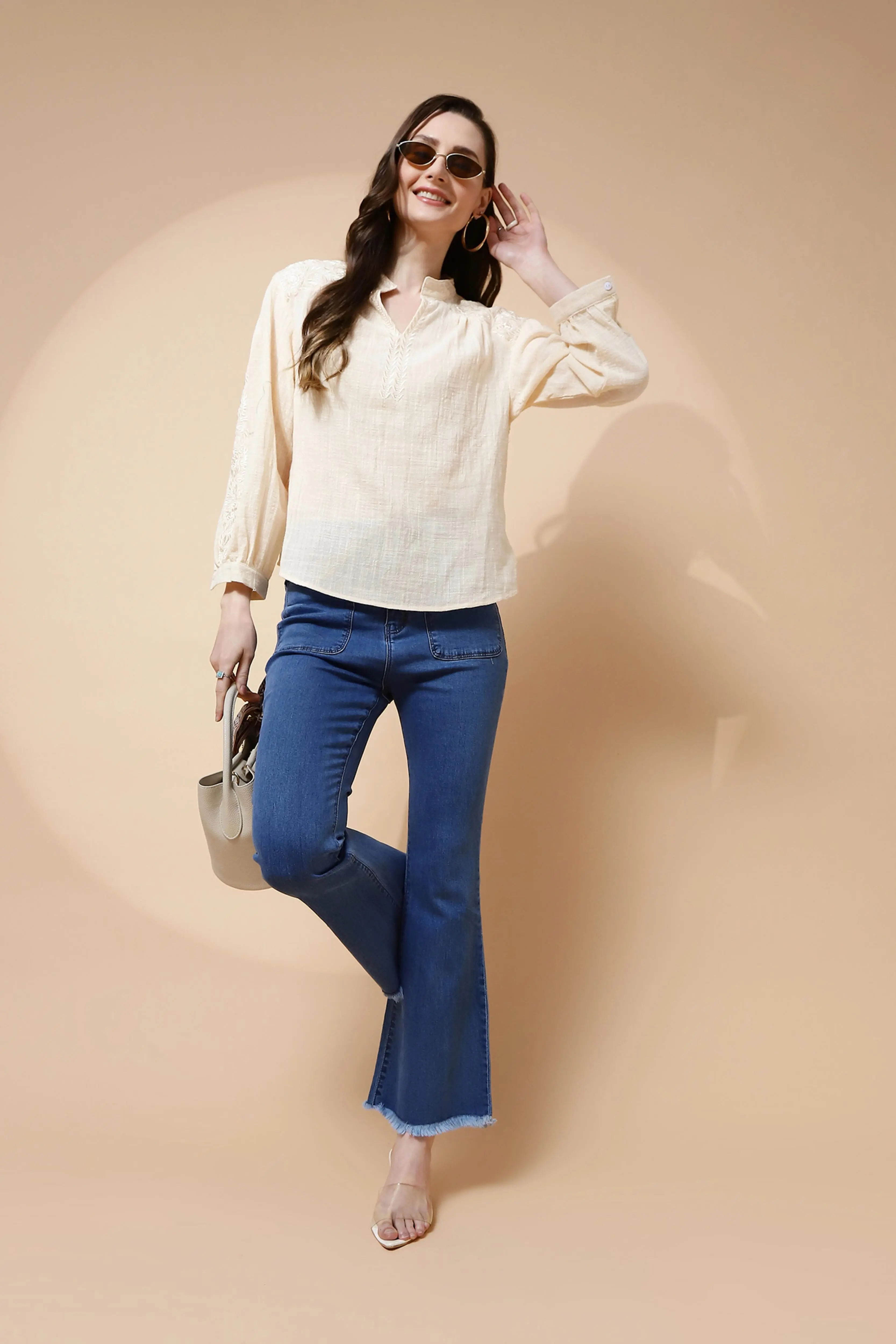 Natural Embroidered cotton Top - Image 7