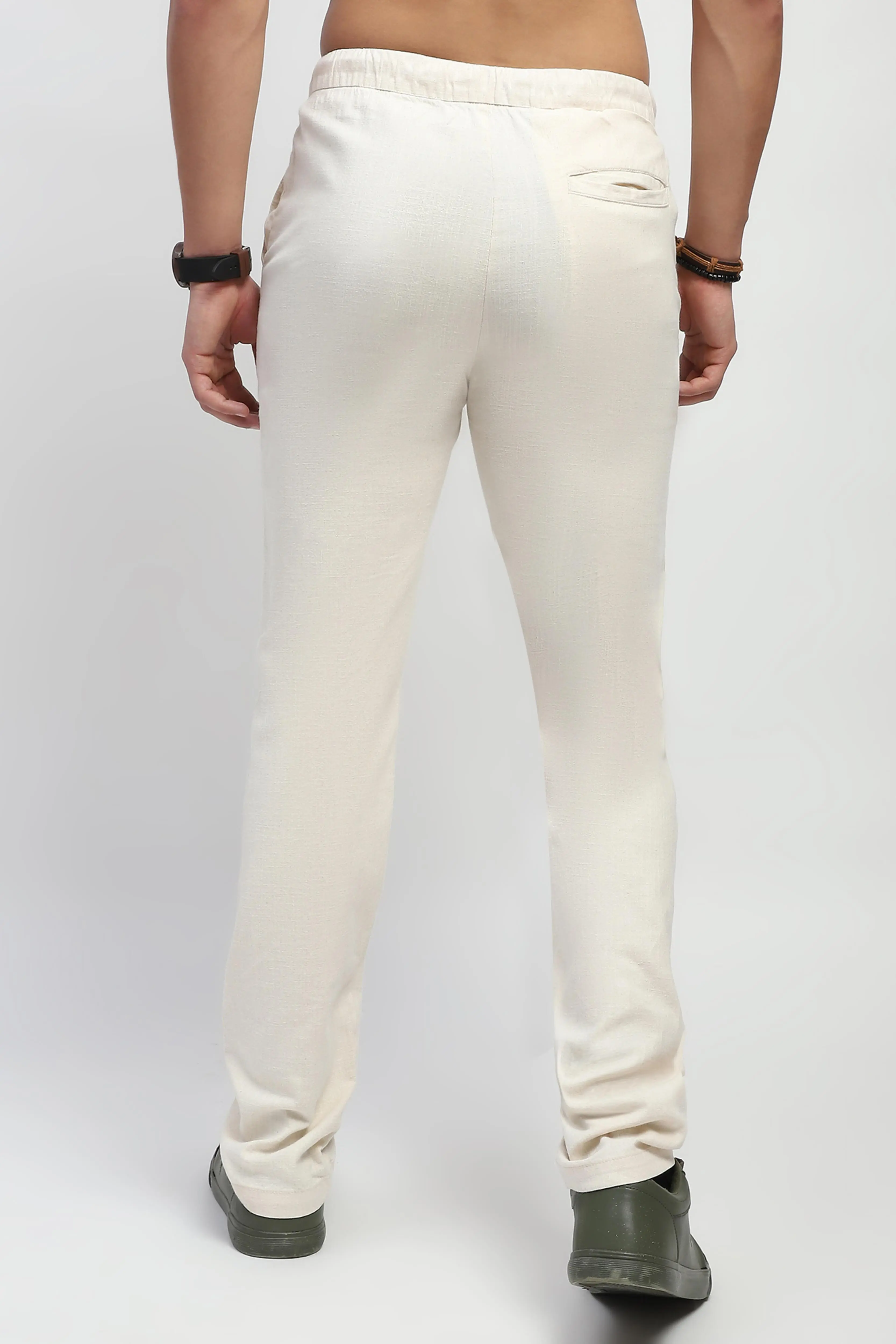 Natural Solid Cotton Trouser - Image 4