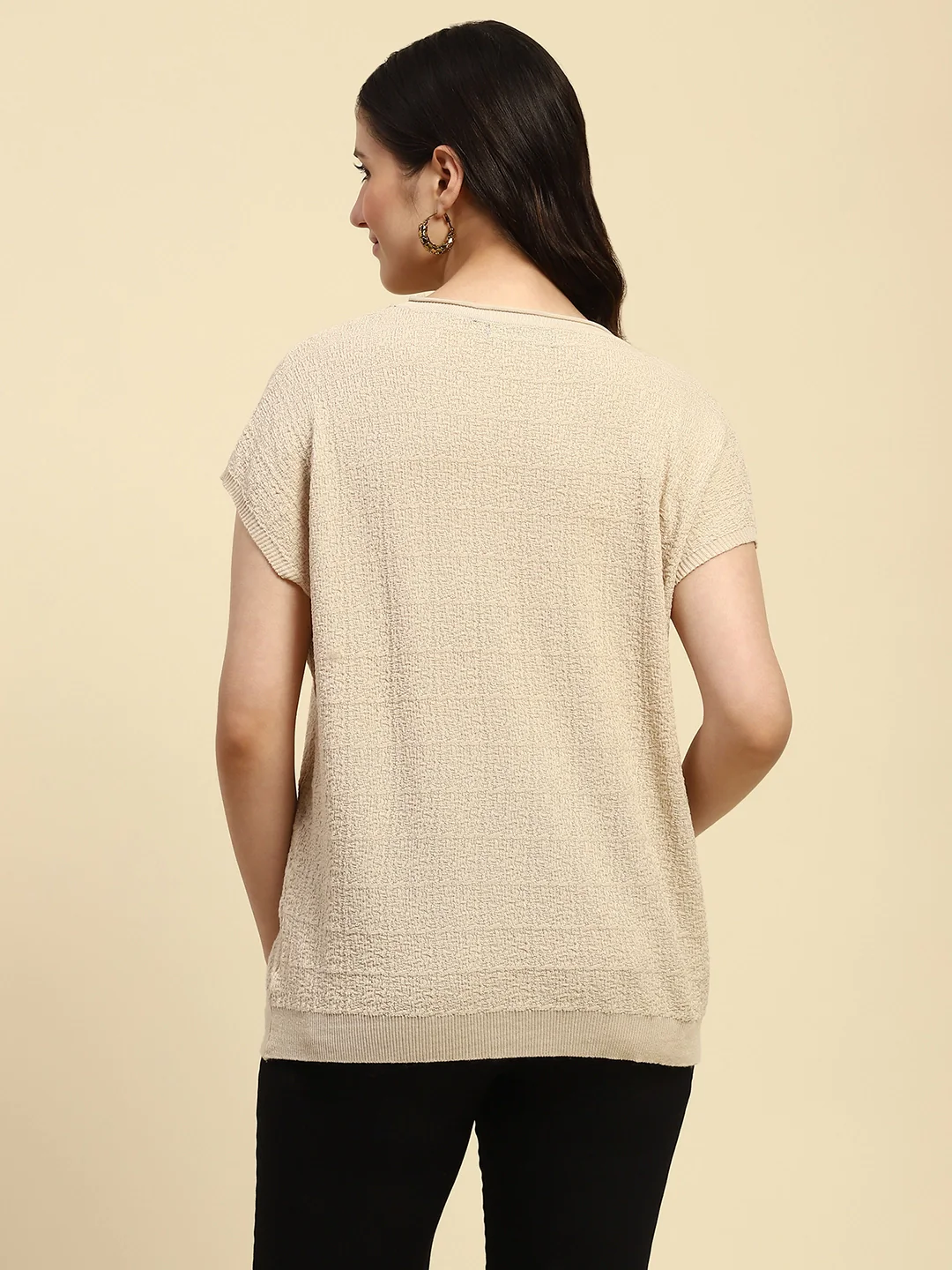 Natural Textured Viscose Boxy Top - Image 11