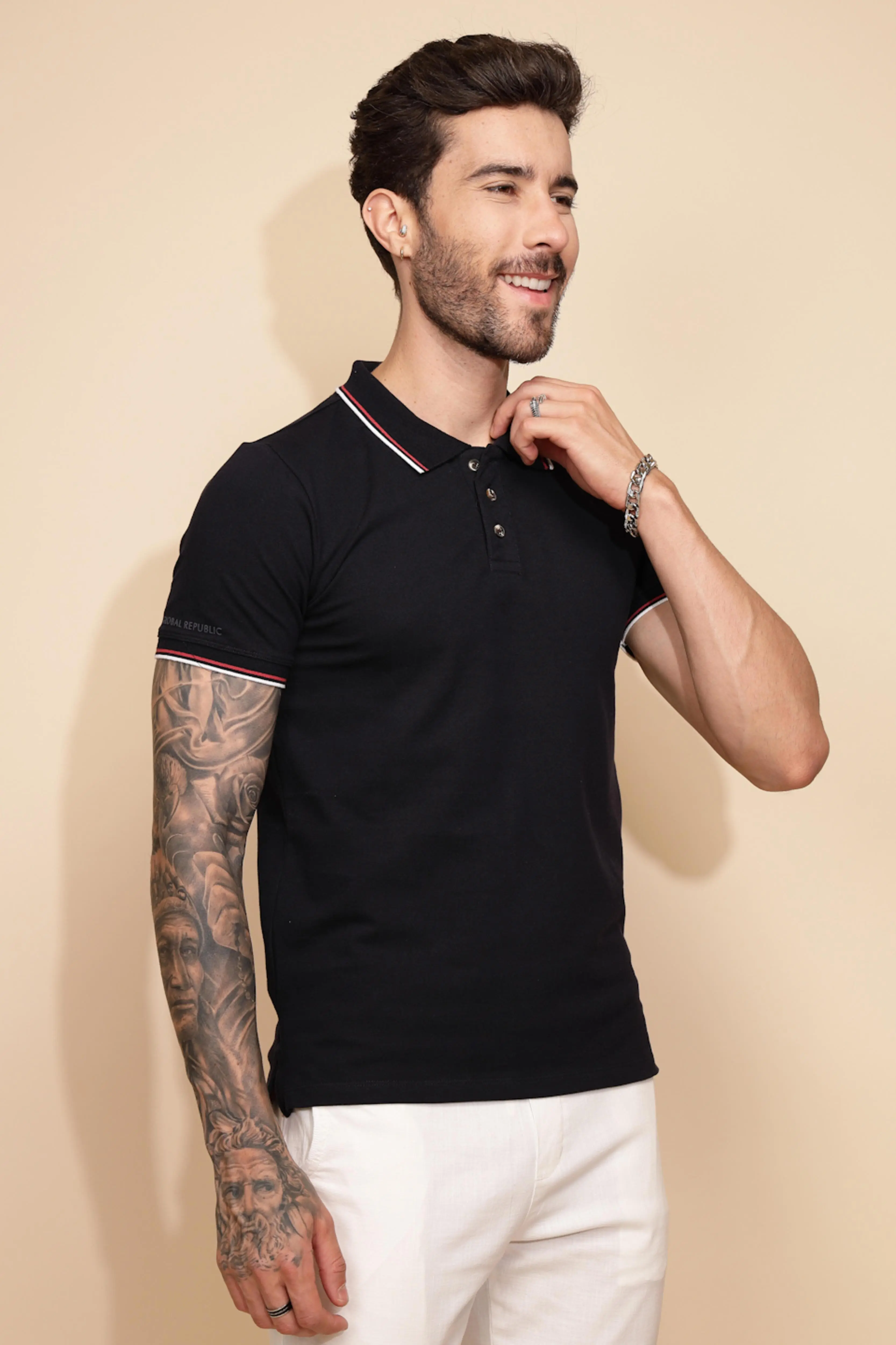Navy Cotton Blend T-Shirt - Image 3