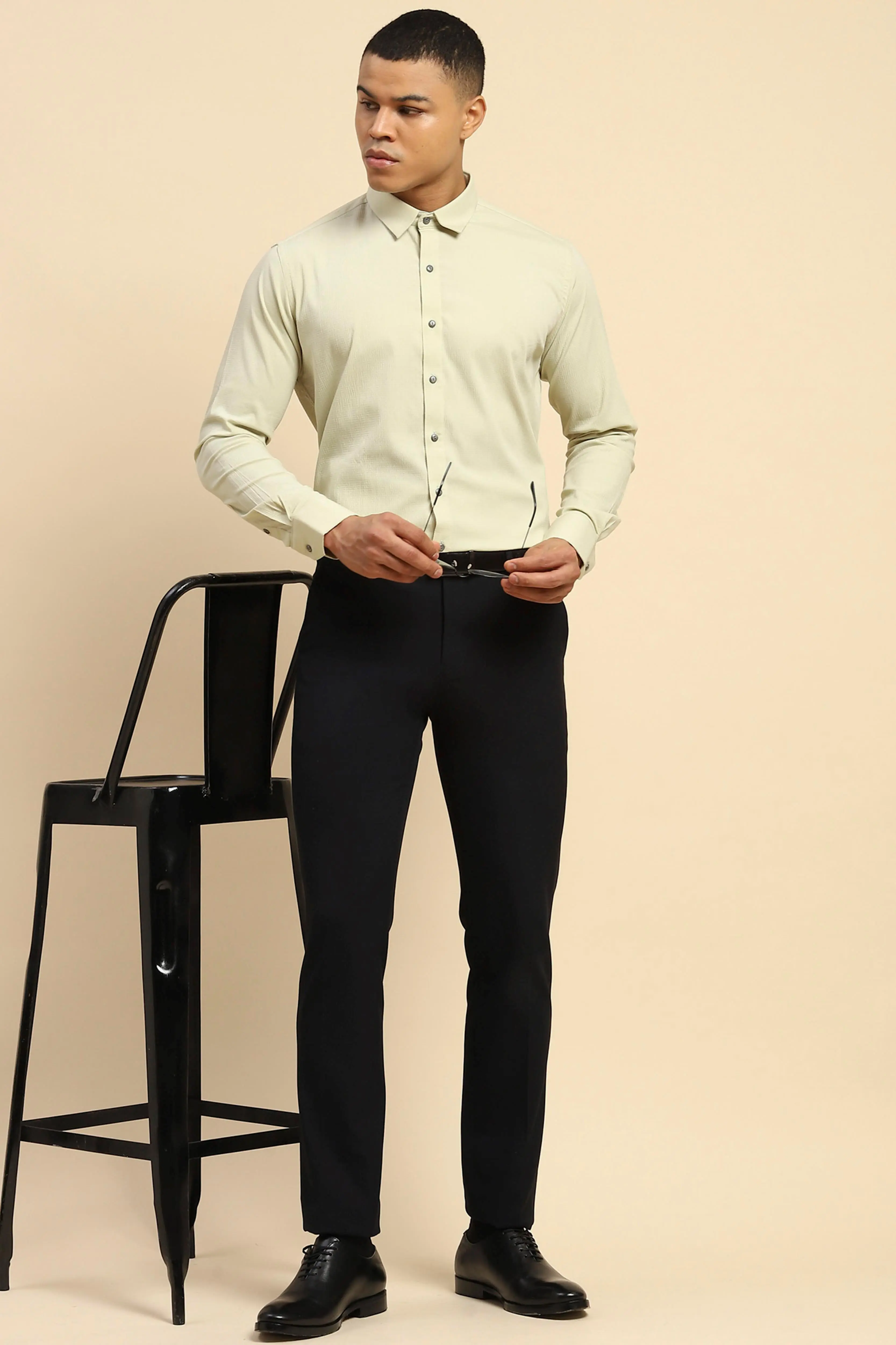 Blue Cotton Blend Straight Fit Trouser - Image 6