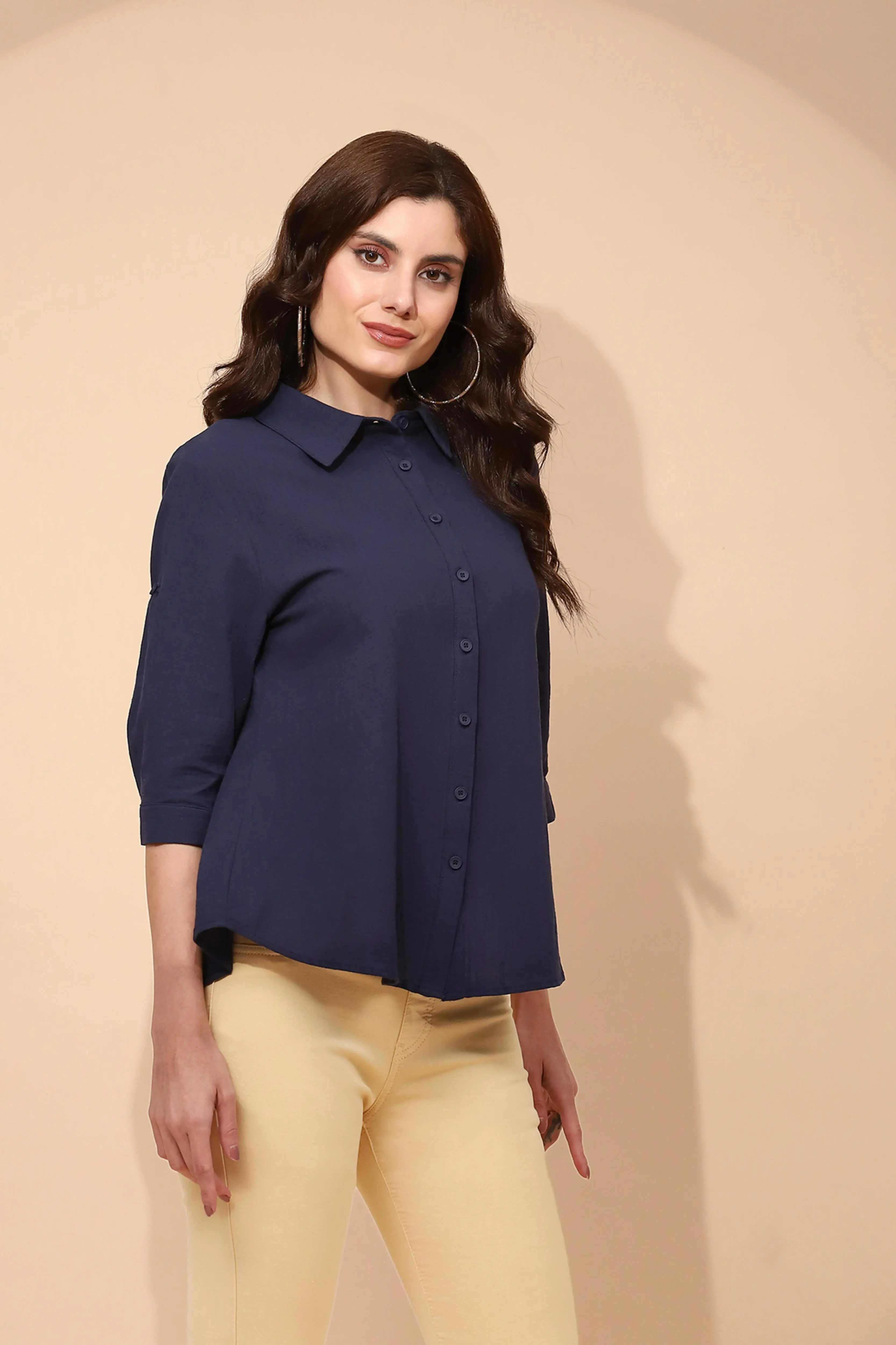 Navy Blue Cotton Formal Shirt - Image 3