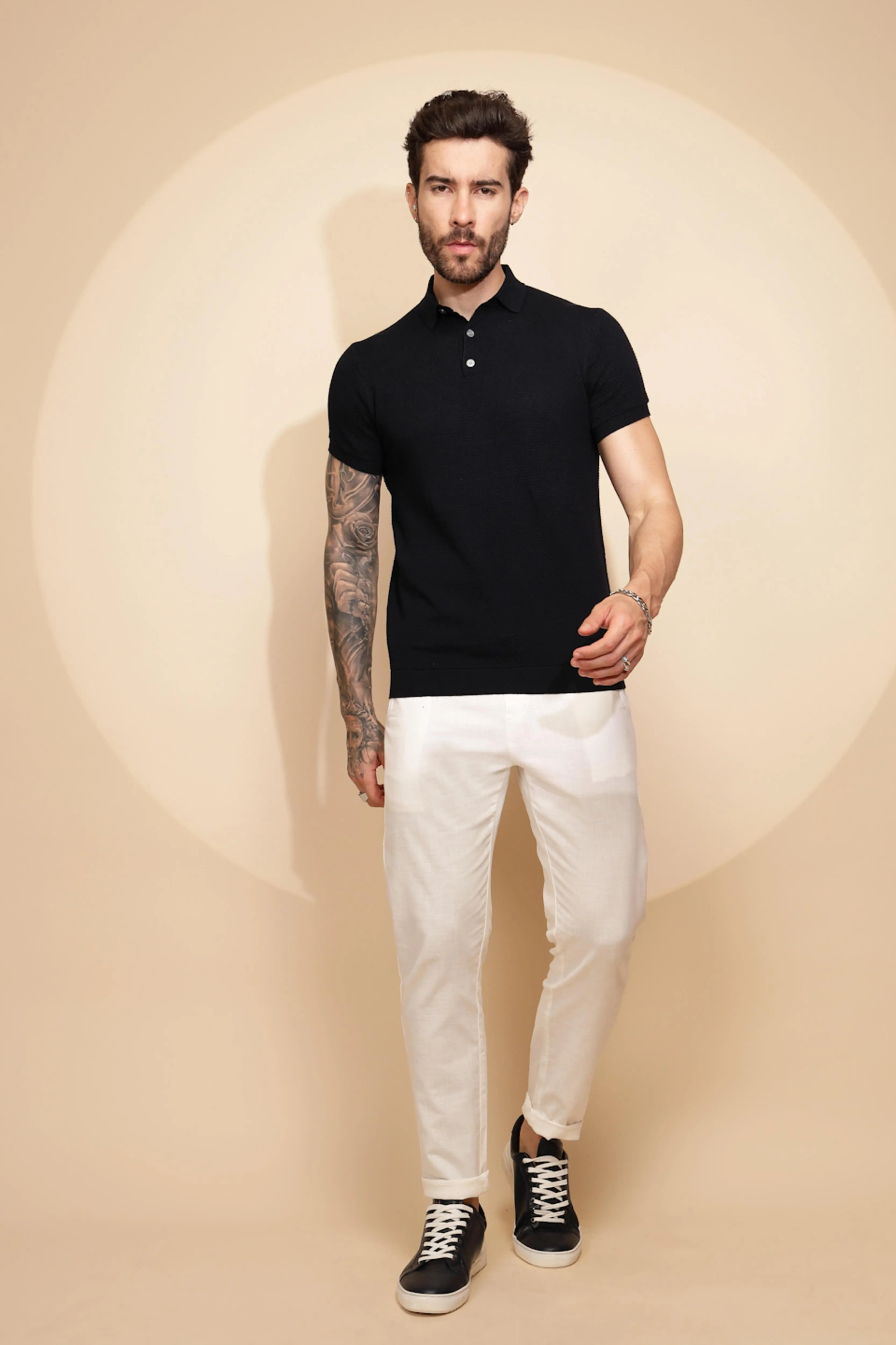 Navy Blue Cotton Regular Fit T-Shirt For - Image 7