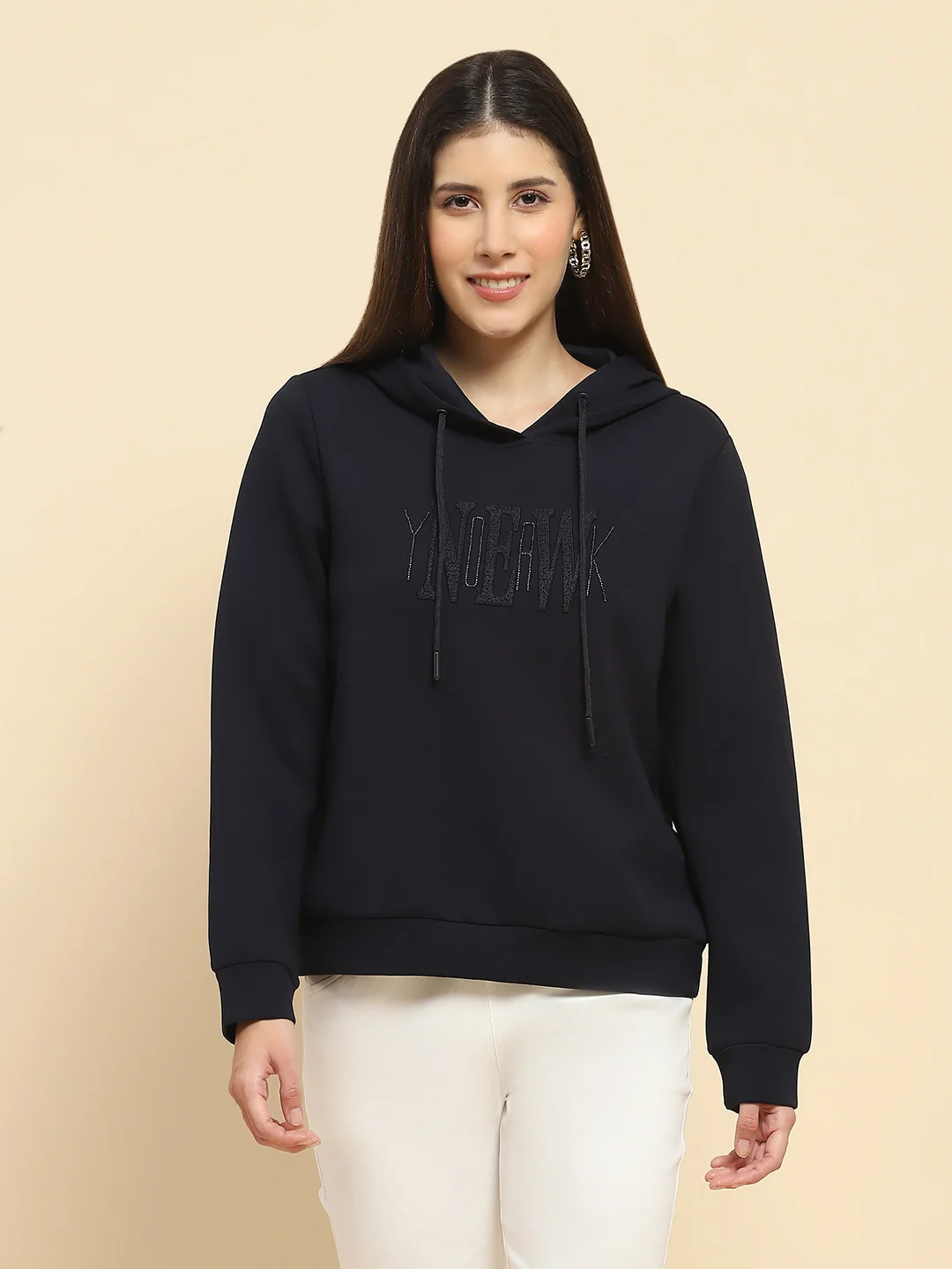 Navy Embroidered Hood Sweatshirt - Image 14