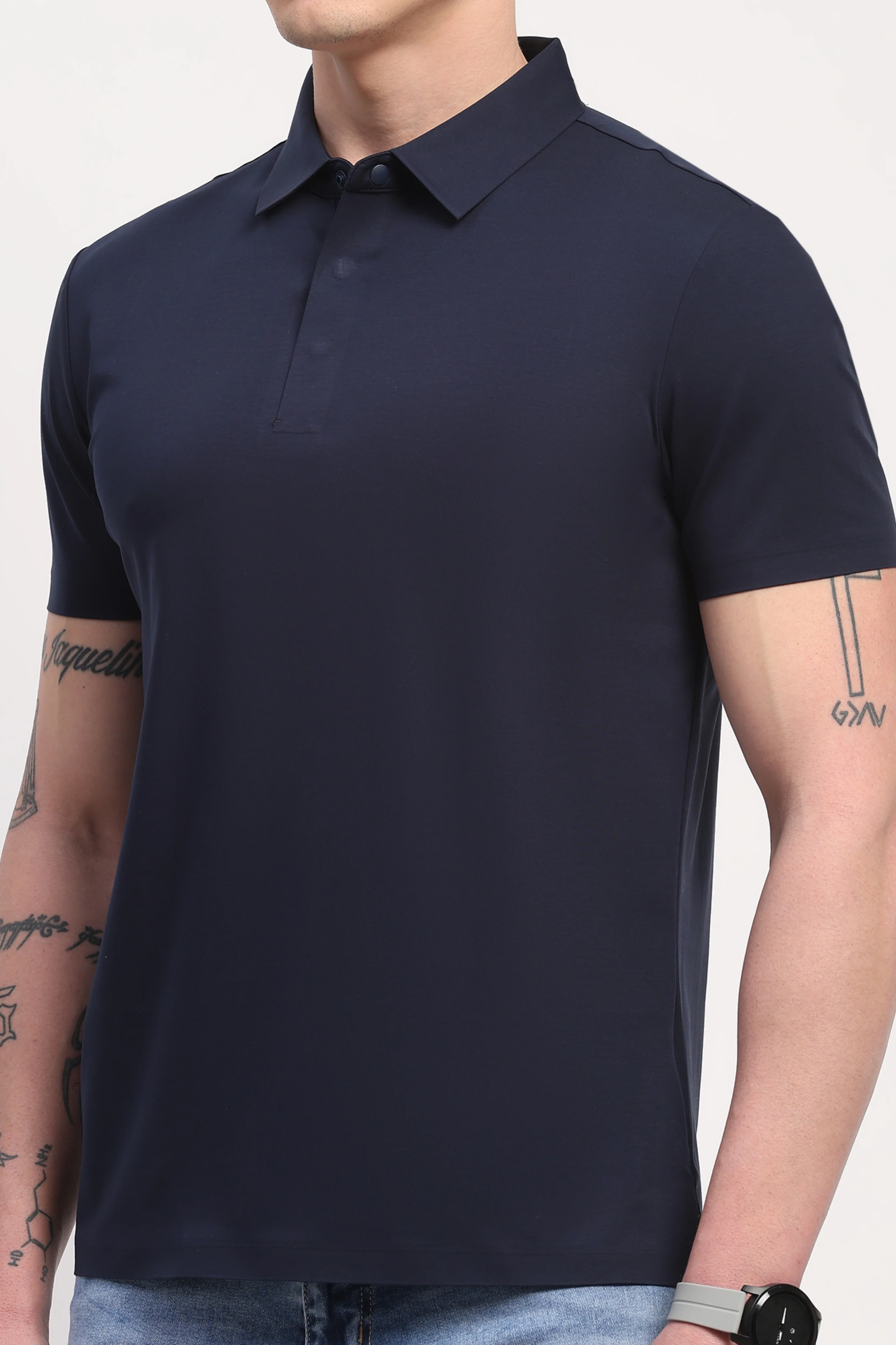 Navy Blue Premium Stitchless Solid T-Shirt - Image 5