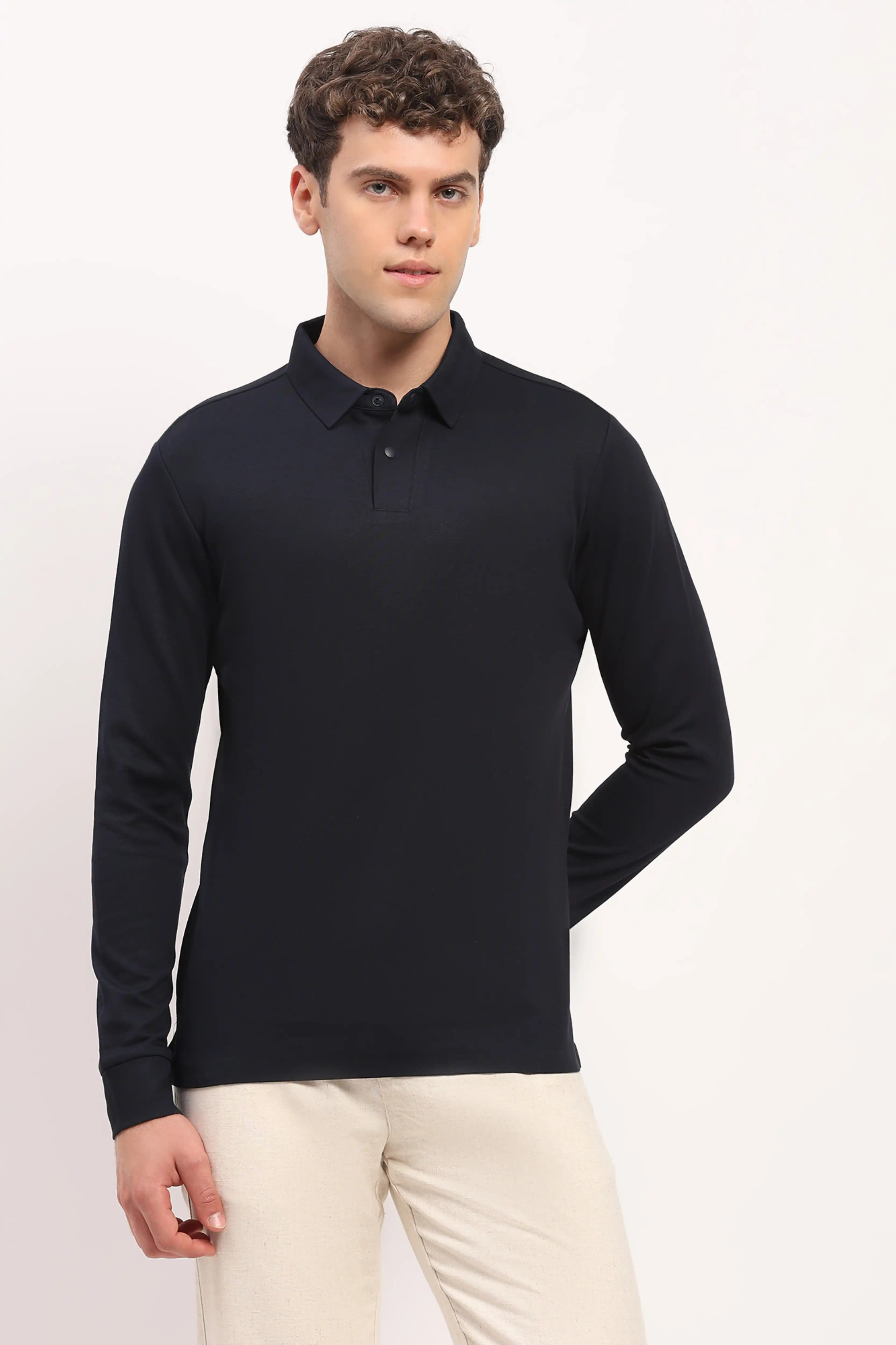 Navy Blue Solid T-Shirt - Image 3