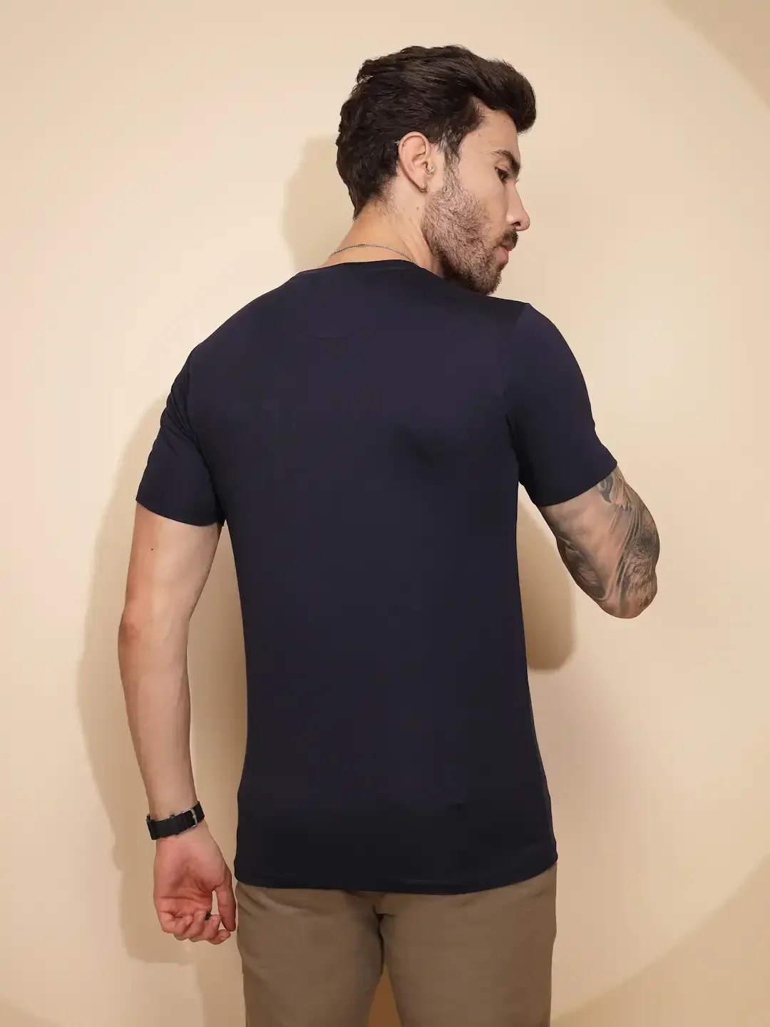 Navy Blue Viscose Blend T-Shirt - Image 12
