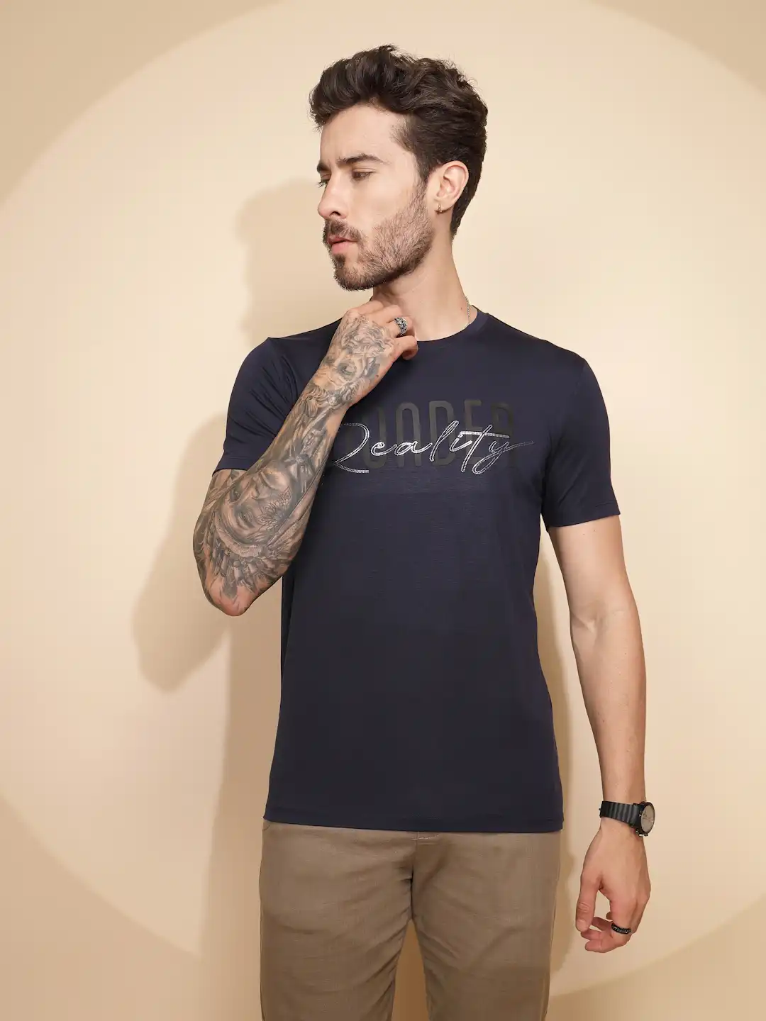 Navy Blue Viscose Blend T-Shirt - Image 8