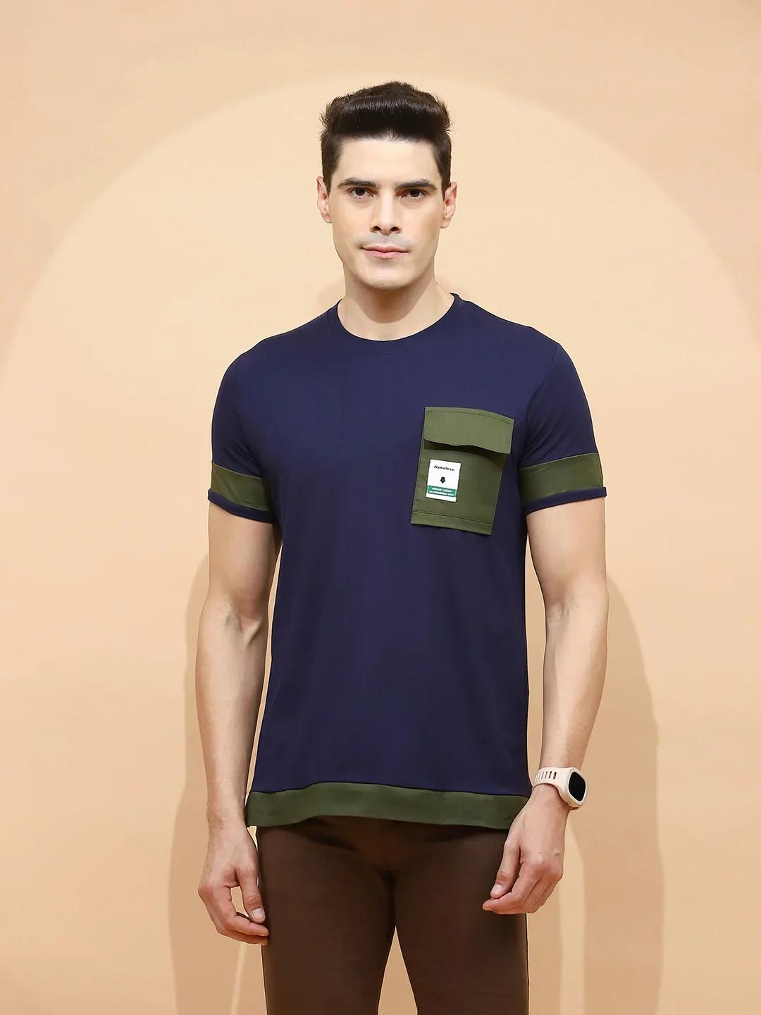 Navy Cotton Regular Fit T-Shirt - Image 10