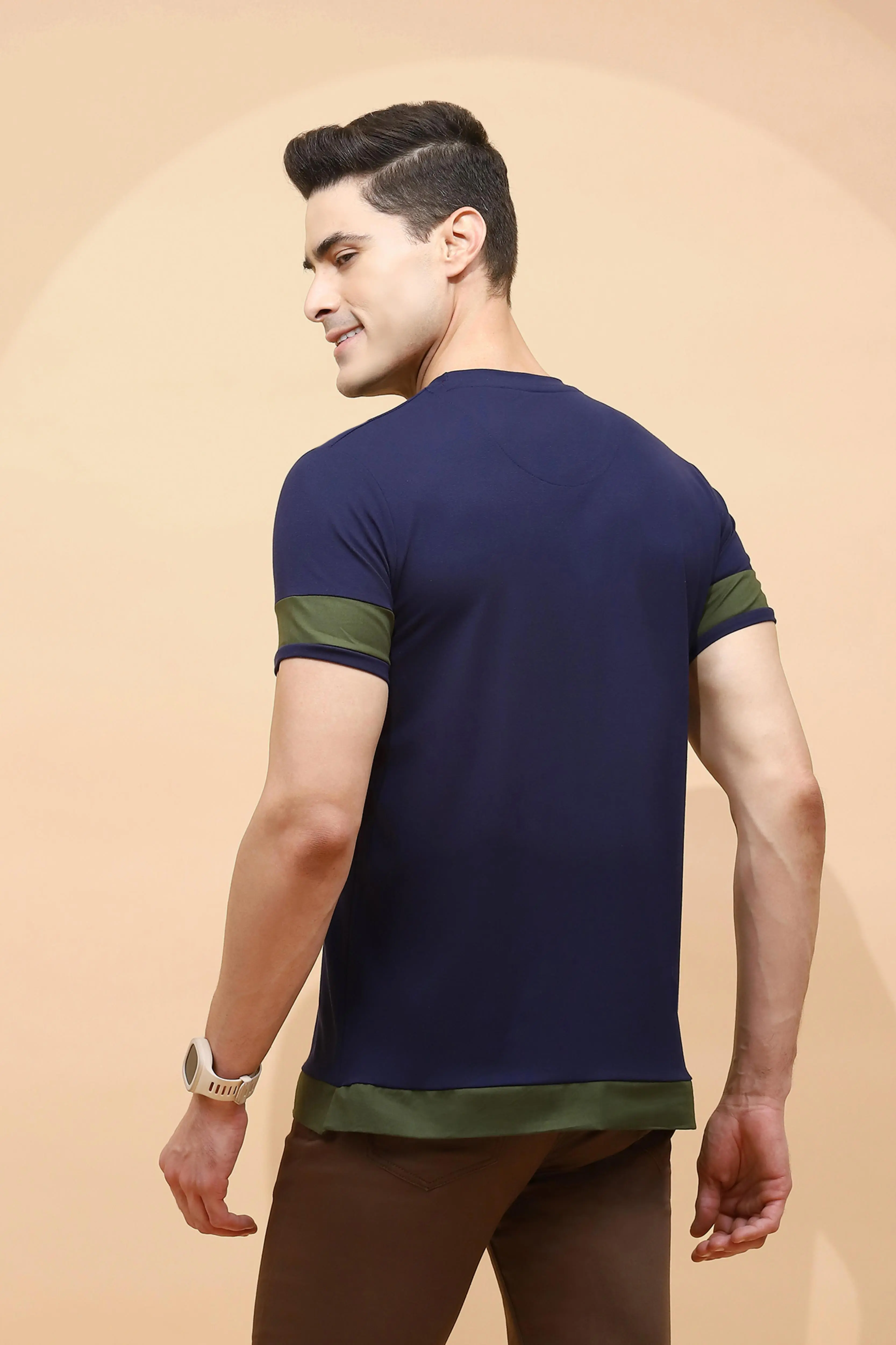 Navy Cotton Regular Fit T-Shirt - Image 4