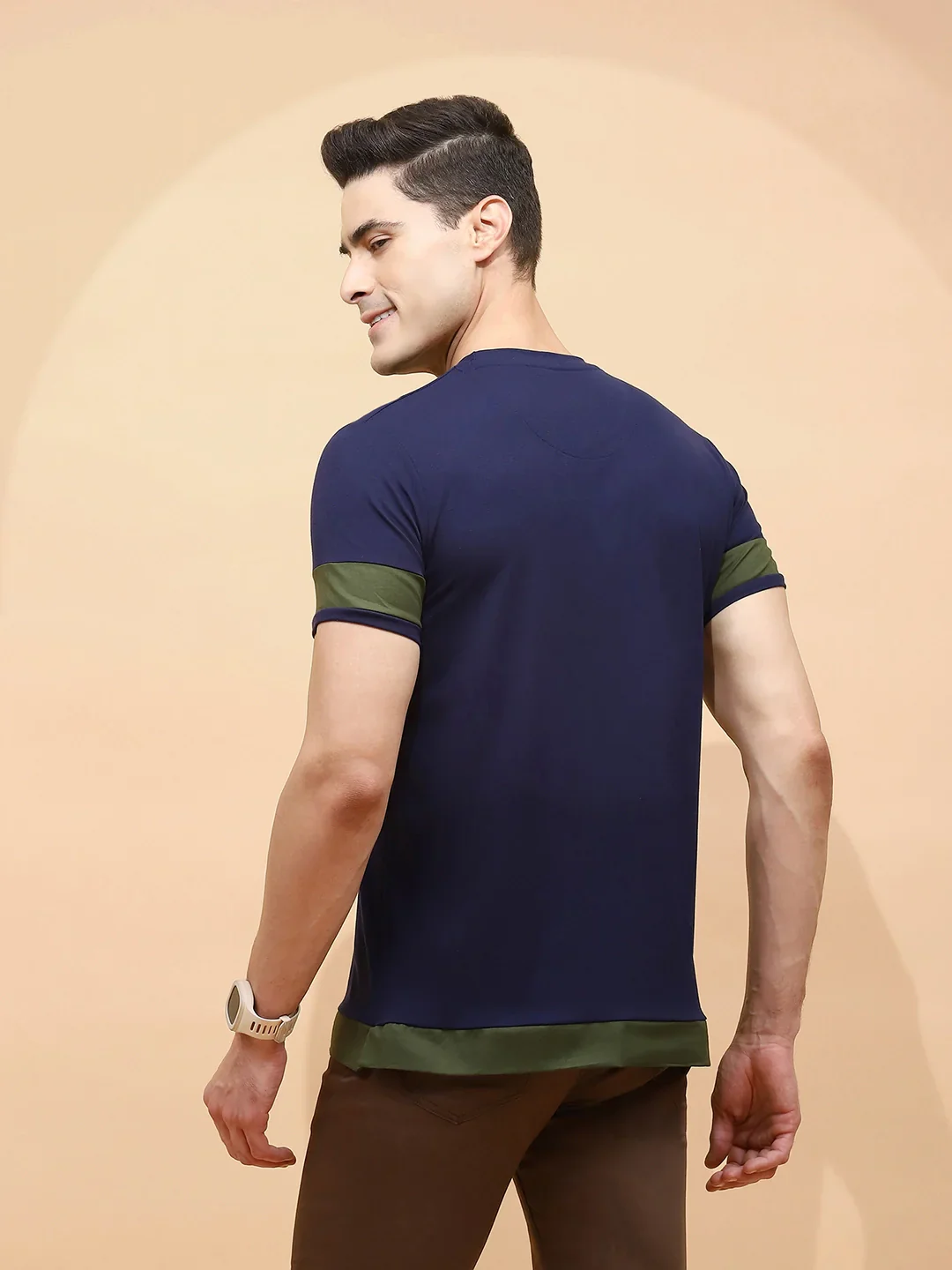Navy Cotton Regular Fit T-Shirt - Image 9