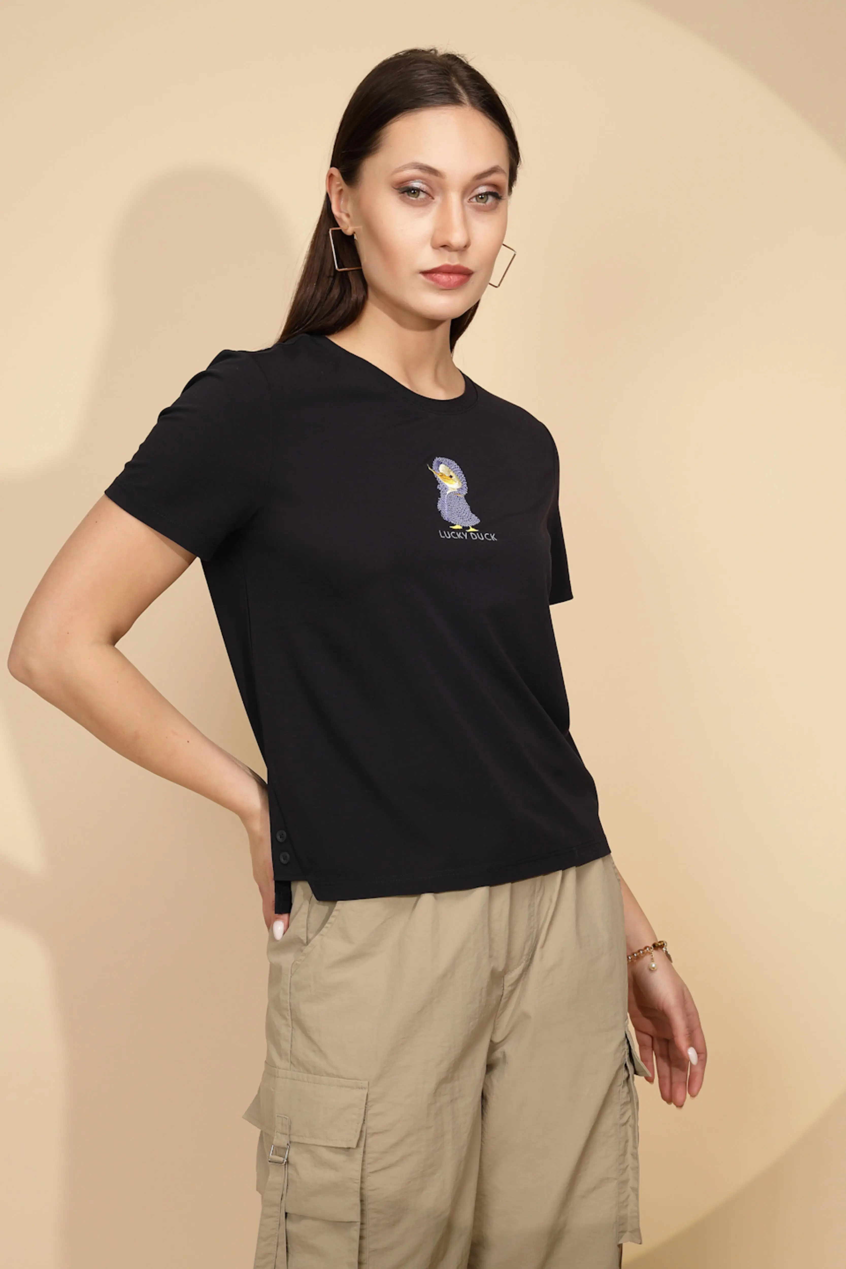 Navy Regular Fit Cotton Blend Top - Image 3