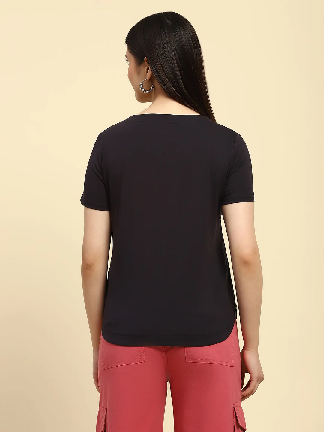 Embroidered Cotton Navy Top - Image 13