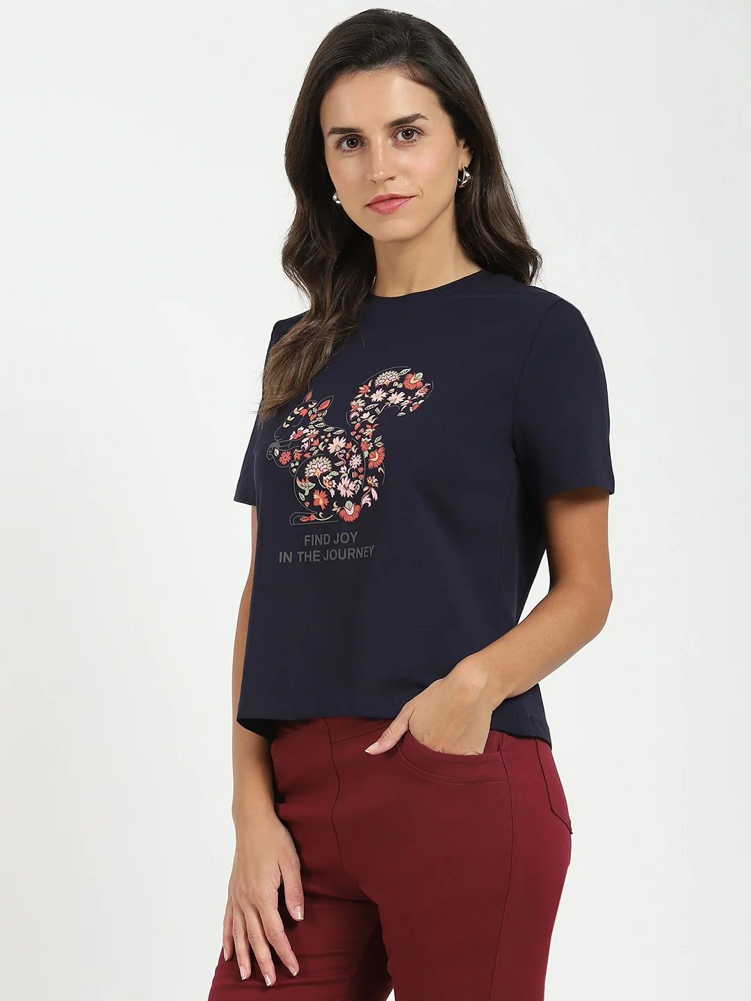 Navy Graphic Cotton Top - Image 5