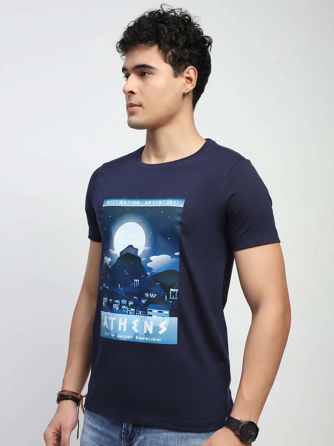 Navy Graphic Cottonk T-Shirt - Image 11