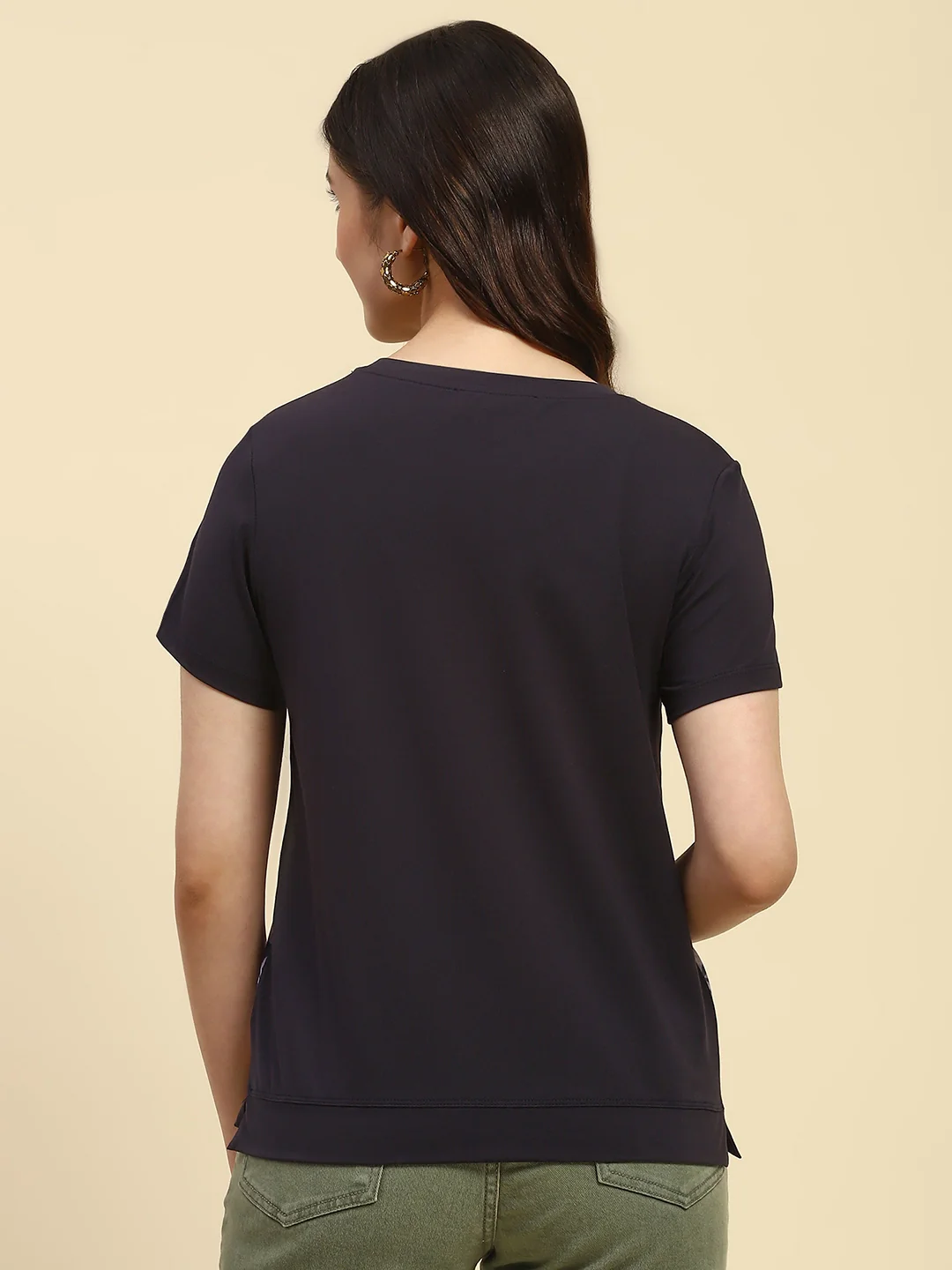 Navy Graphic Print Cotton Top - Image 12