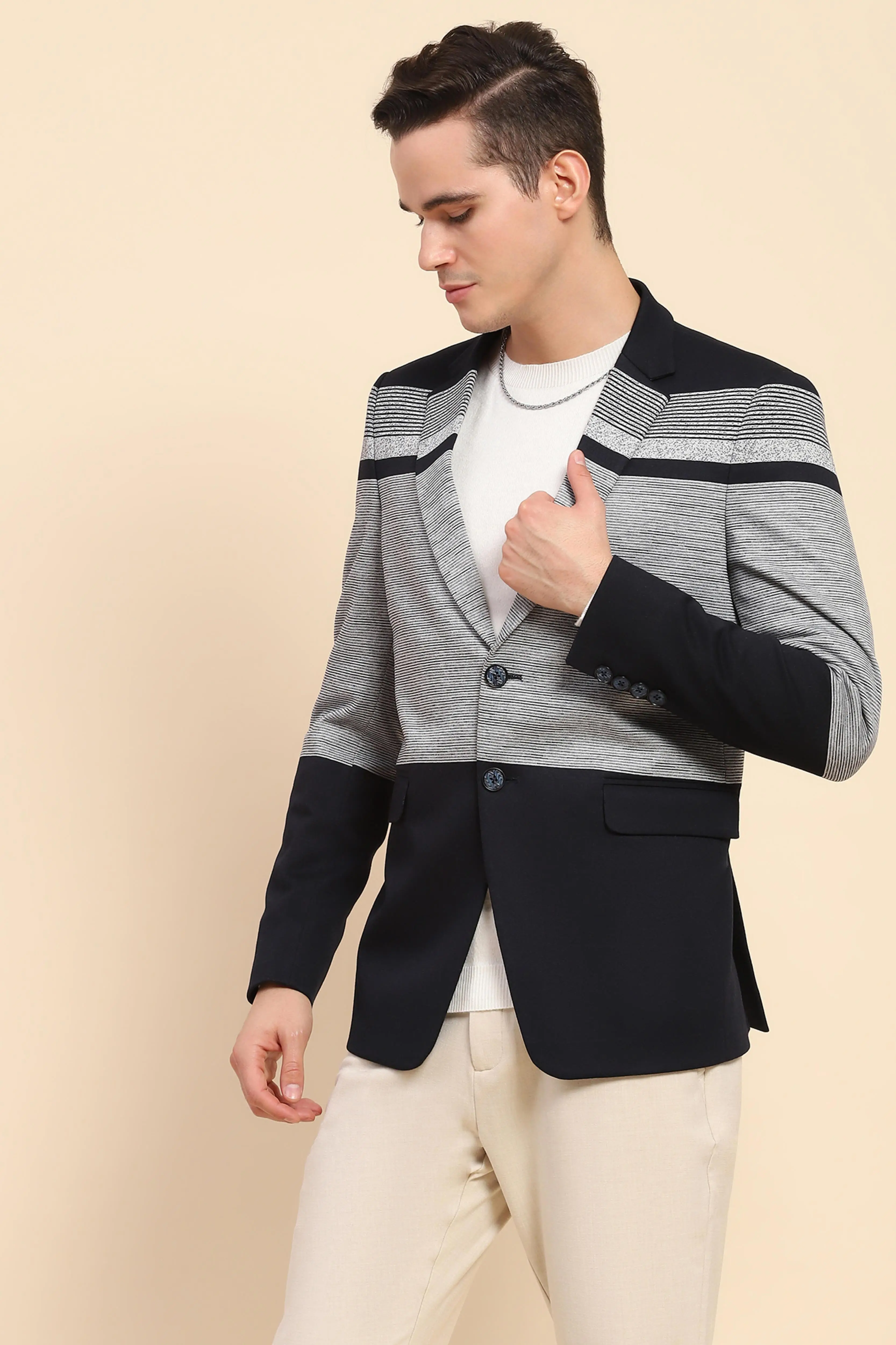 Navy Striped Coat - Image 2