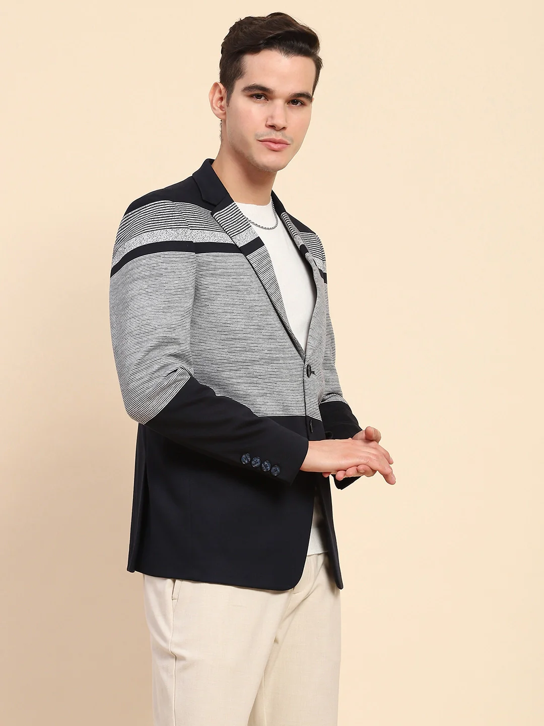 Navy Striped Coat - Image 9