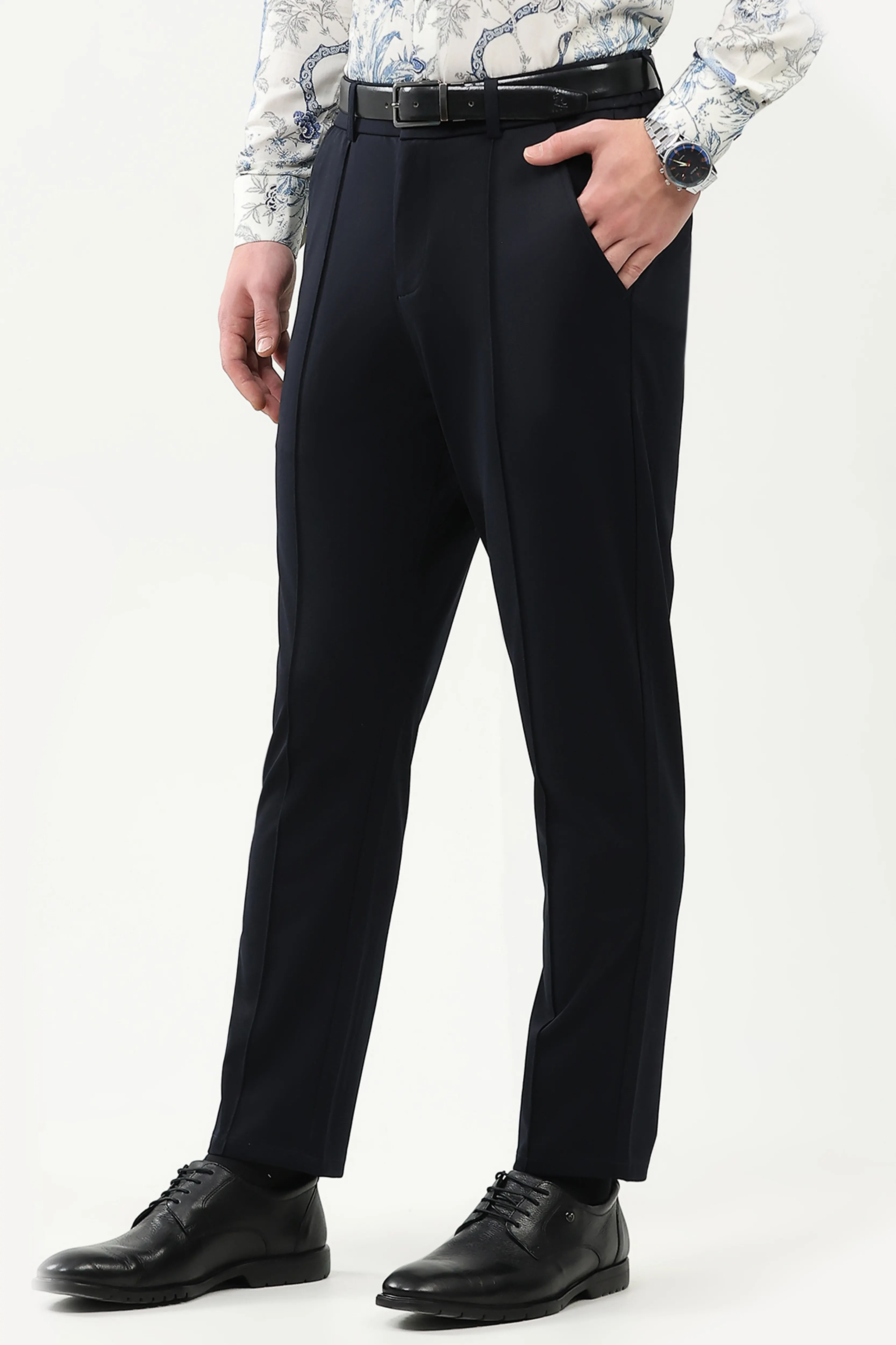 Navy Slim Fit Trousers - Image 2