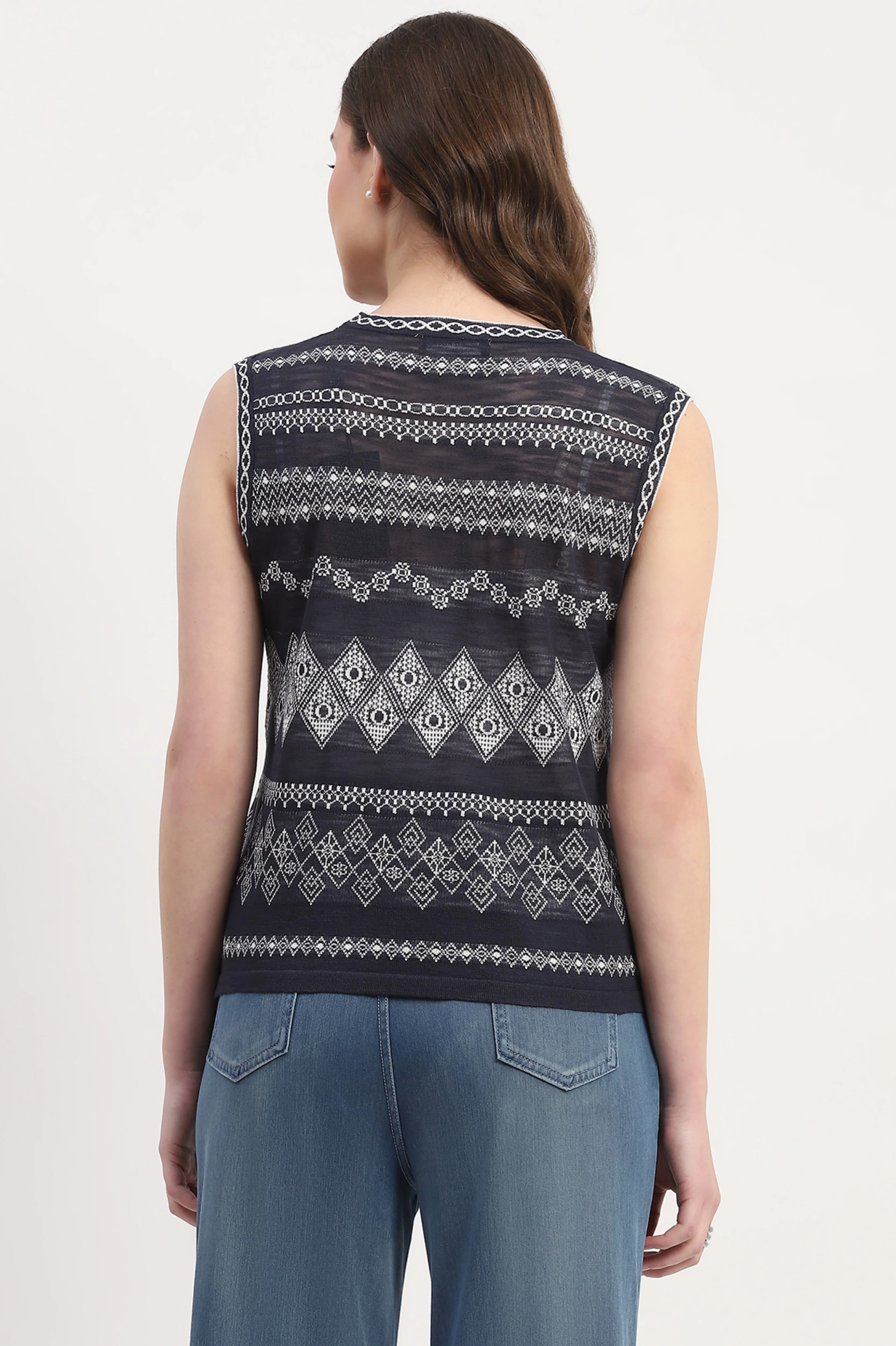 Navy Viscose Blend Woven Top - Image 5