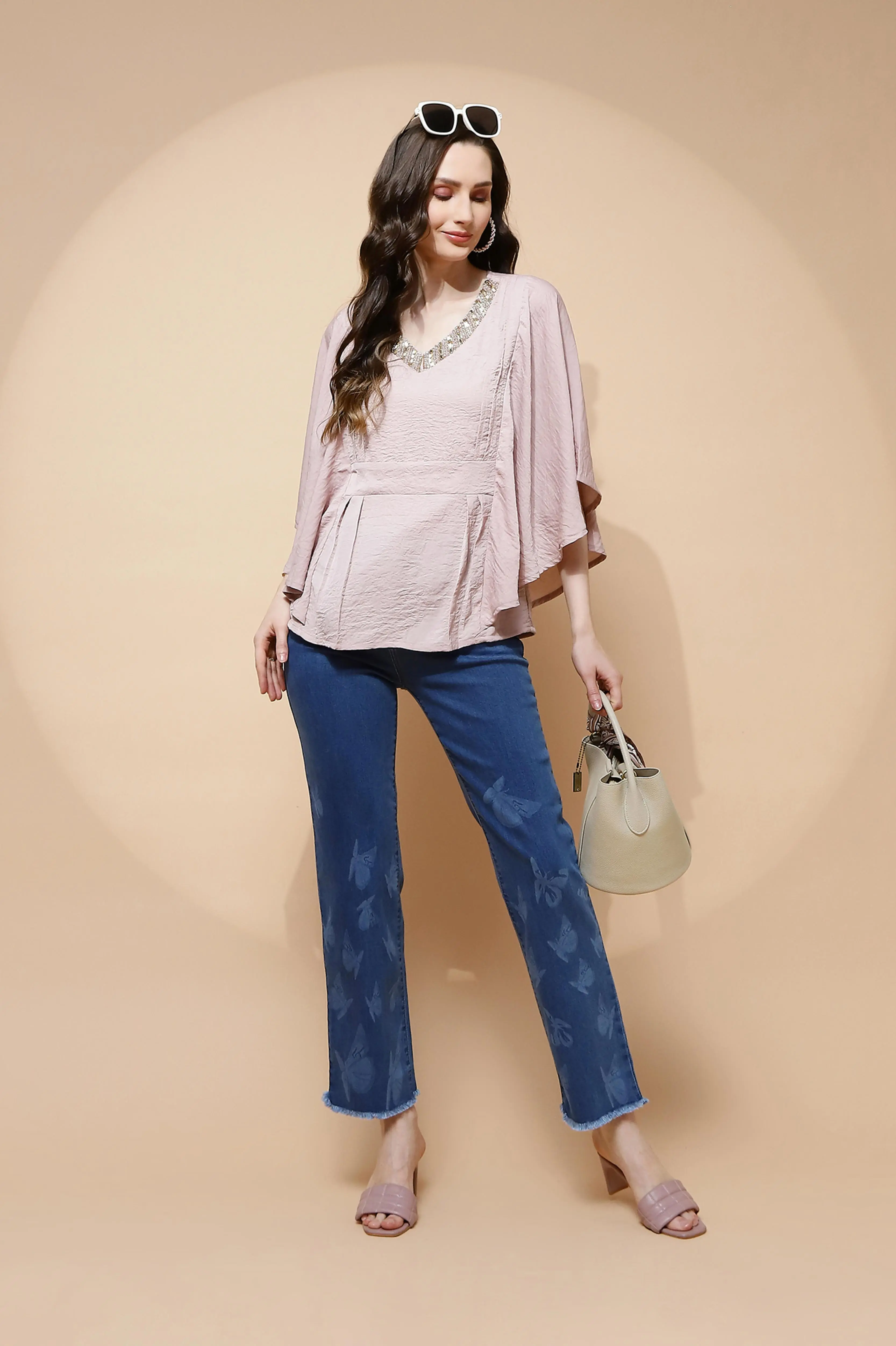 Nude Pink Regular Fit Blouse For Women - Image 6