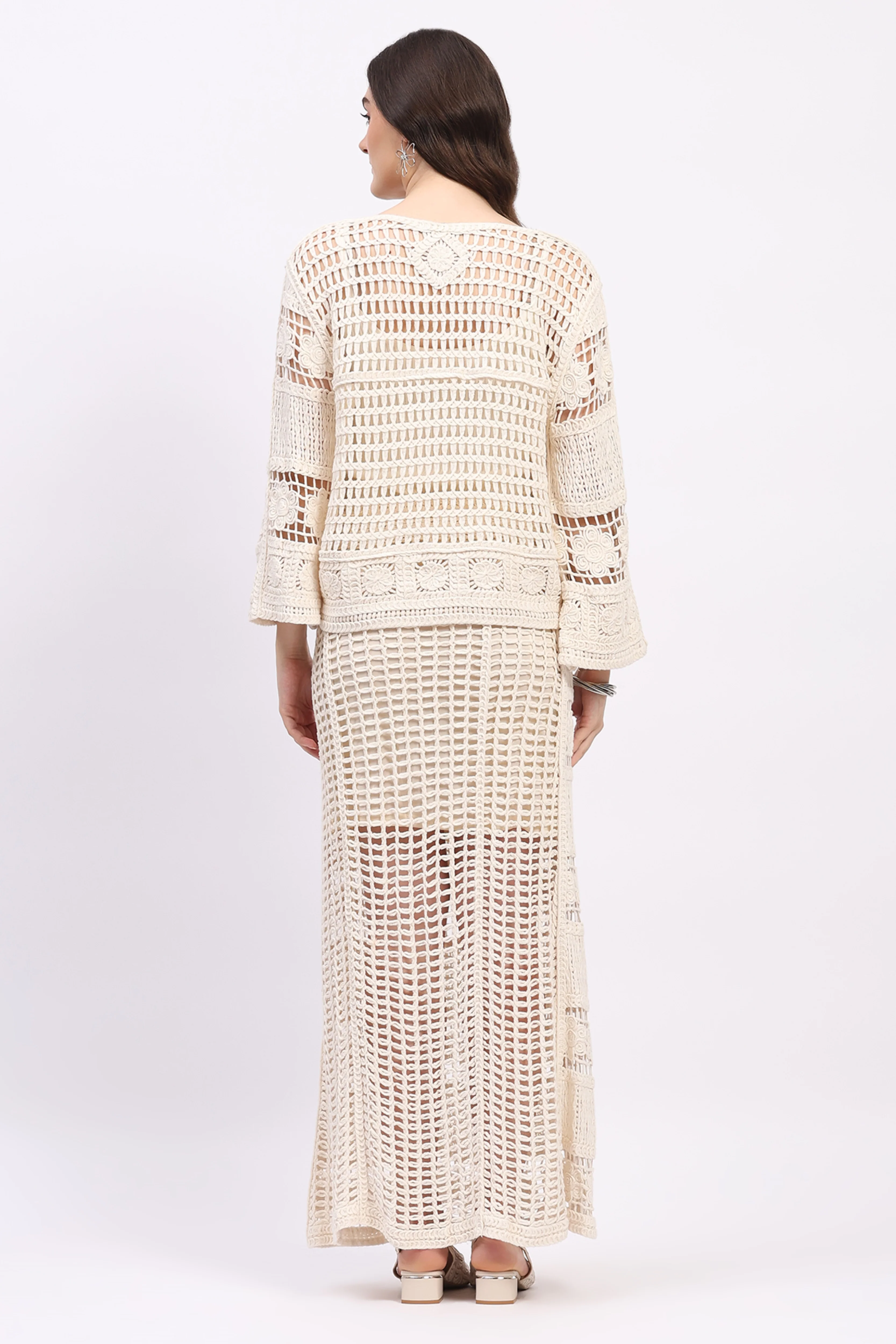 Off-White Crochet Top & Maxi Skirt Set - Image 5