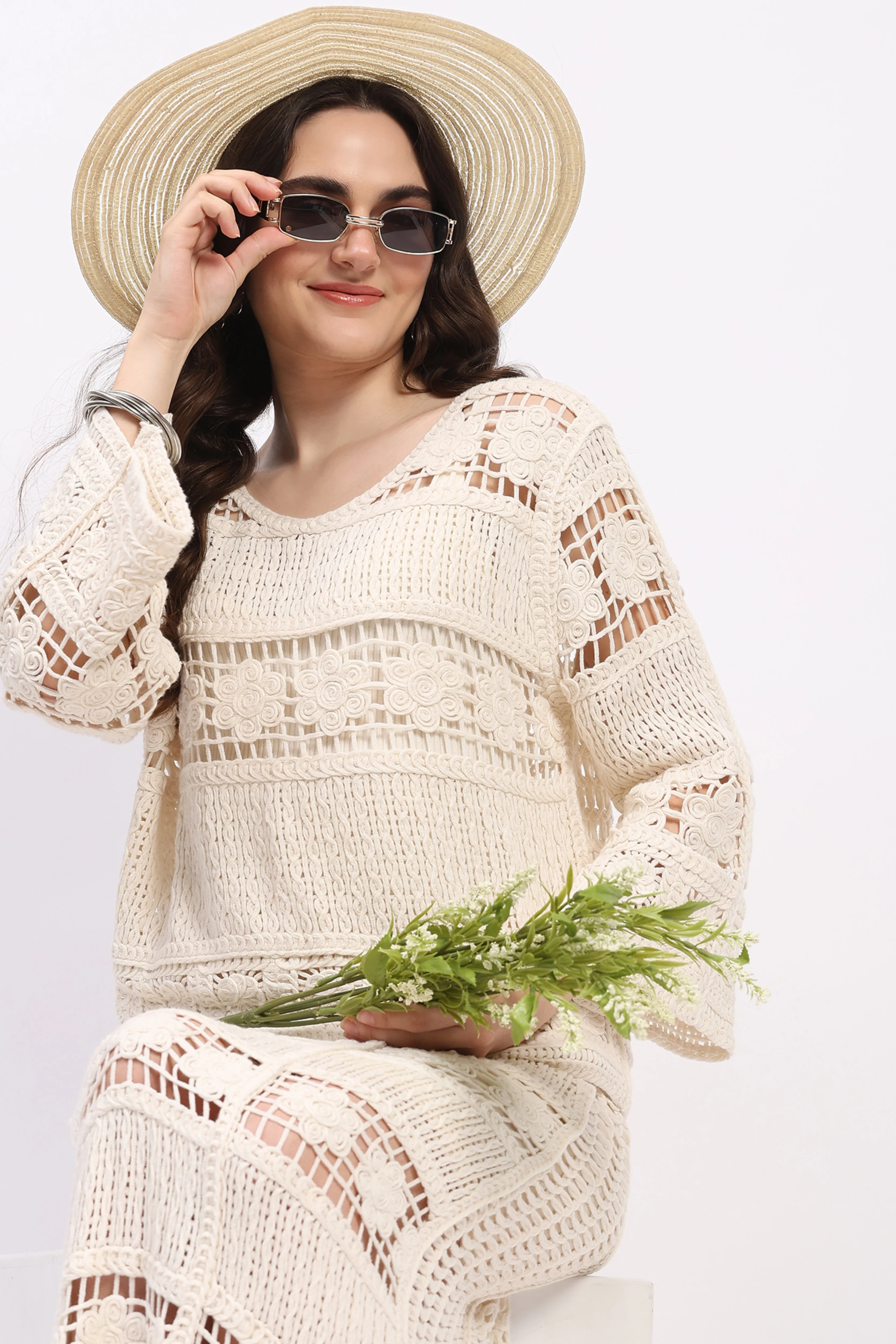 Off-White Crochet Top & Maxi Skirt Set - Image 8