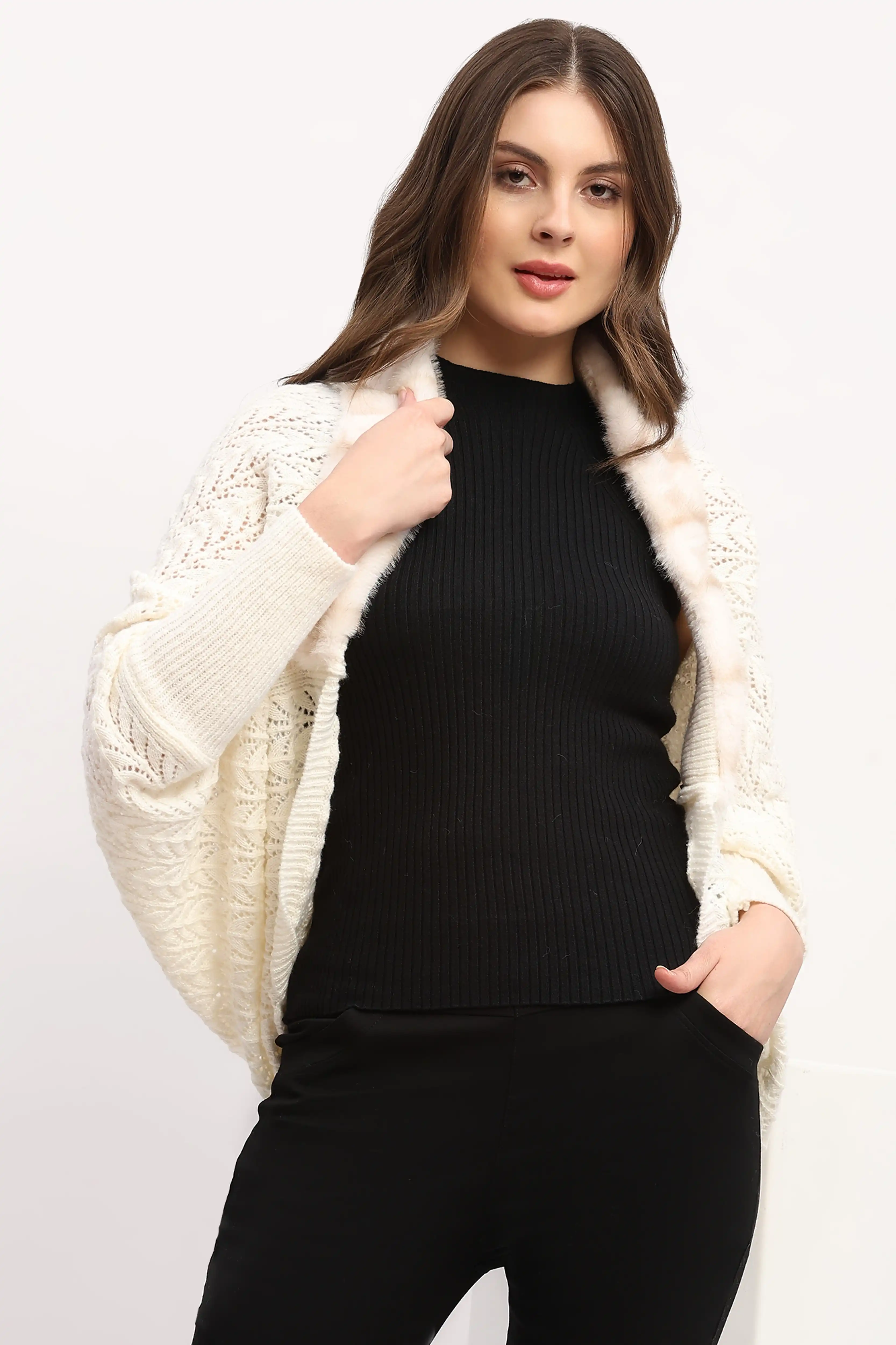 Off-White Crochet Winter Cape - Image 7