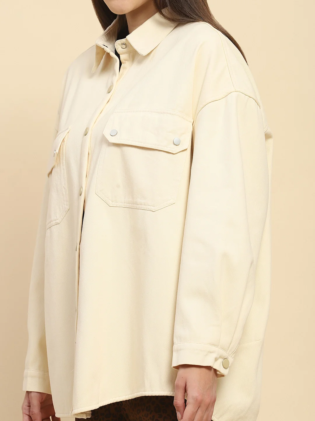 Off White Fleece Winter Shacket - Image 10