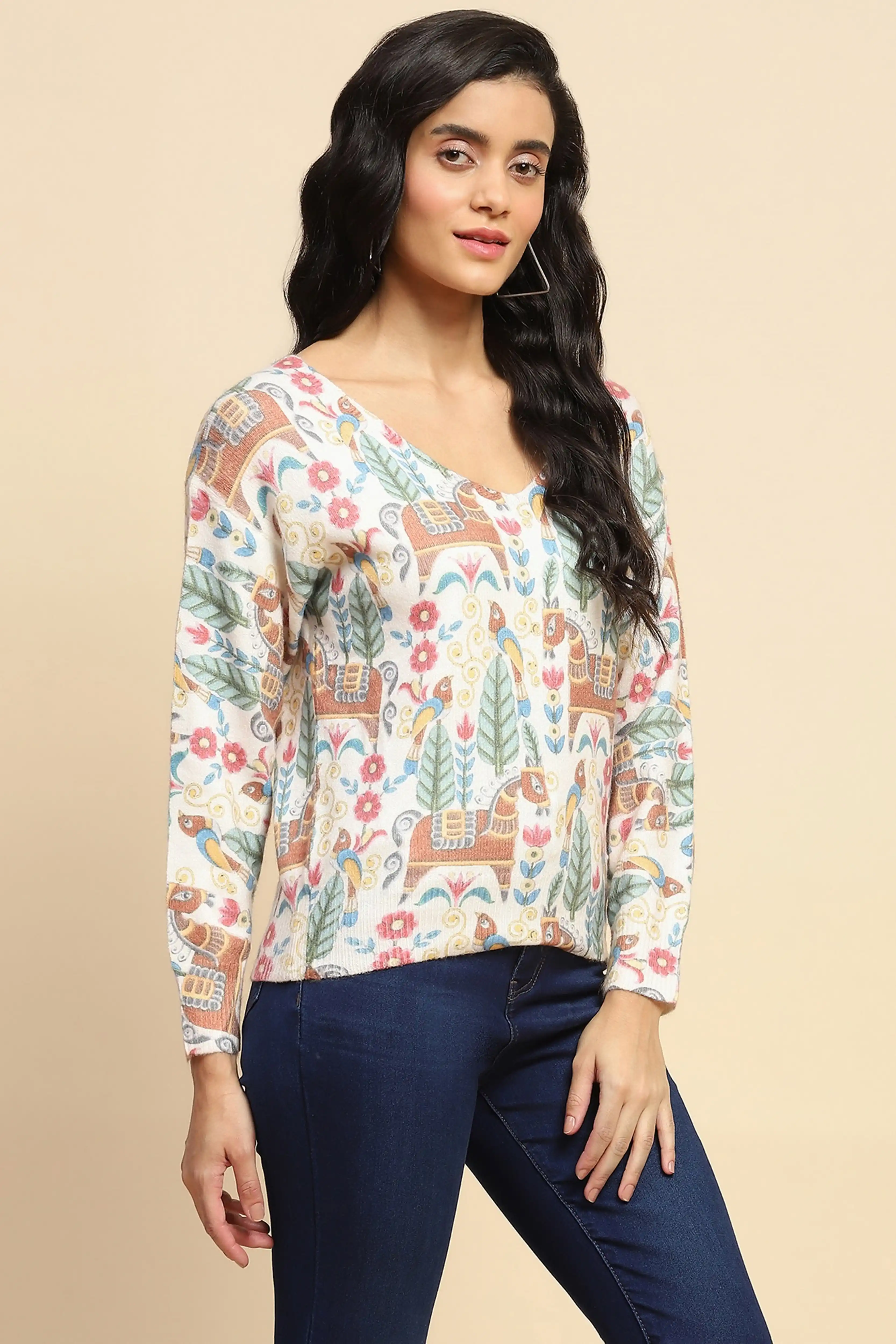 Multi Printed Woolen Sweater - Image 3
