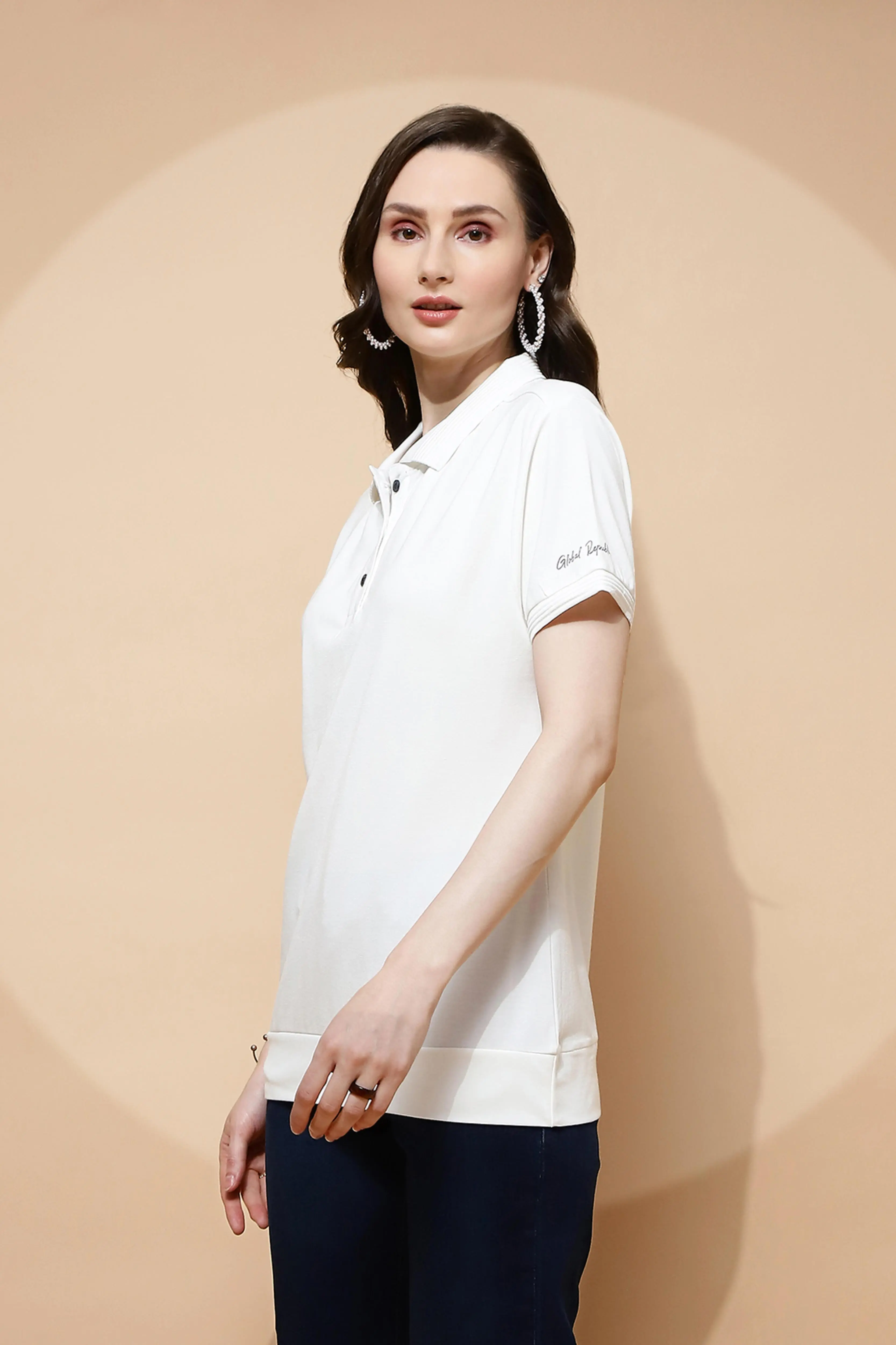 Off-White Stretch Knit T-Shirt - Image 2