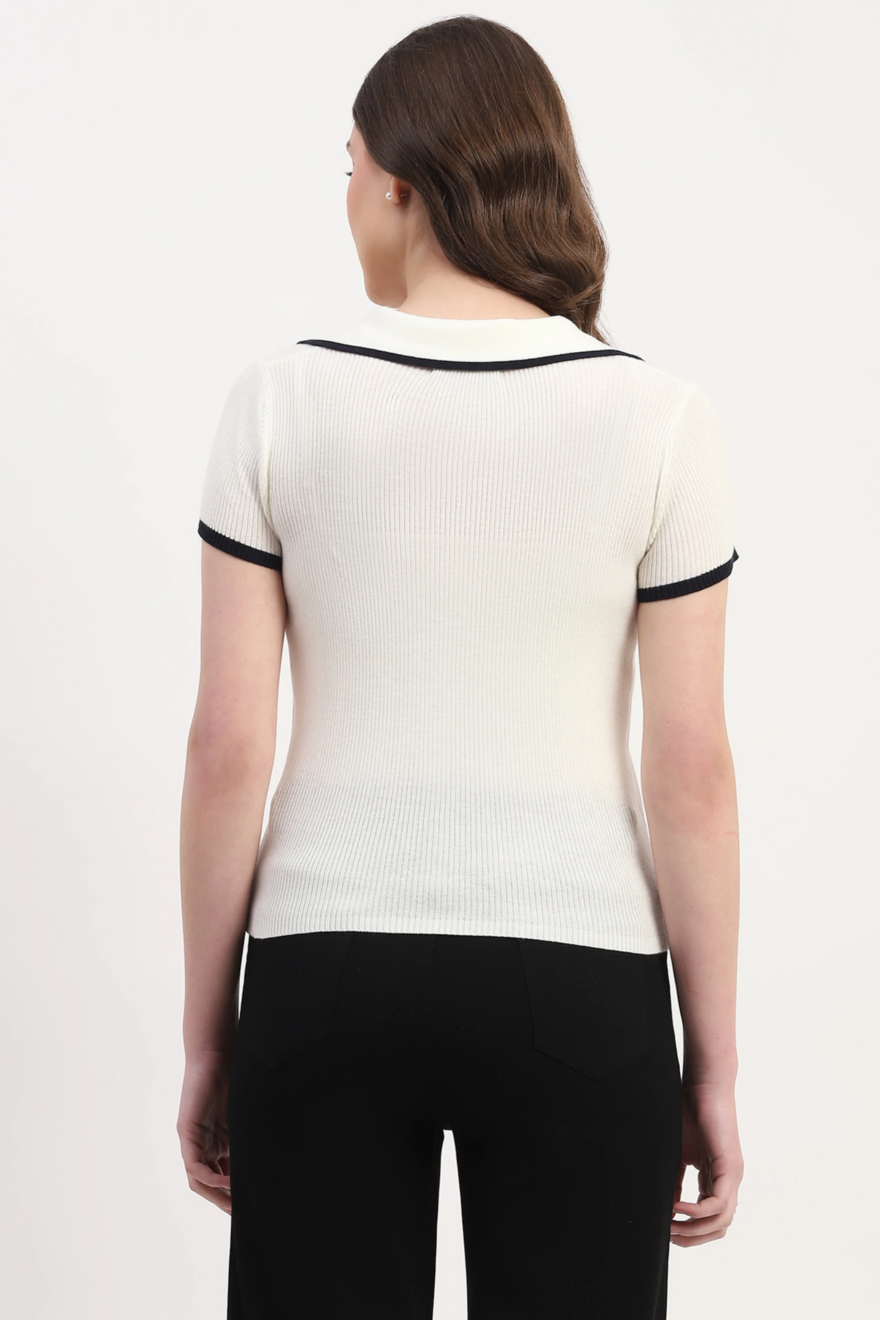 Off-White Viscose Nylon Knitted Top - Image 5