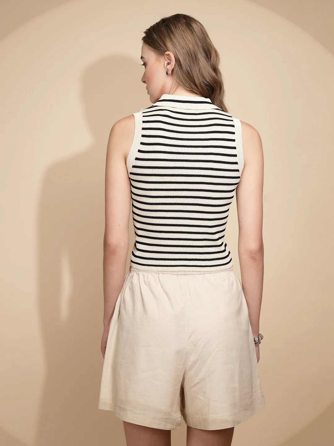 Off White Viscose Slim Fit Crop Top - Image 11