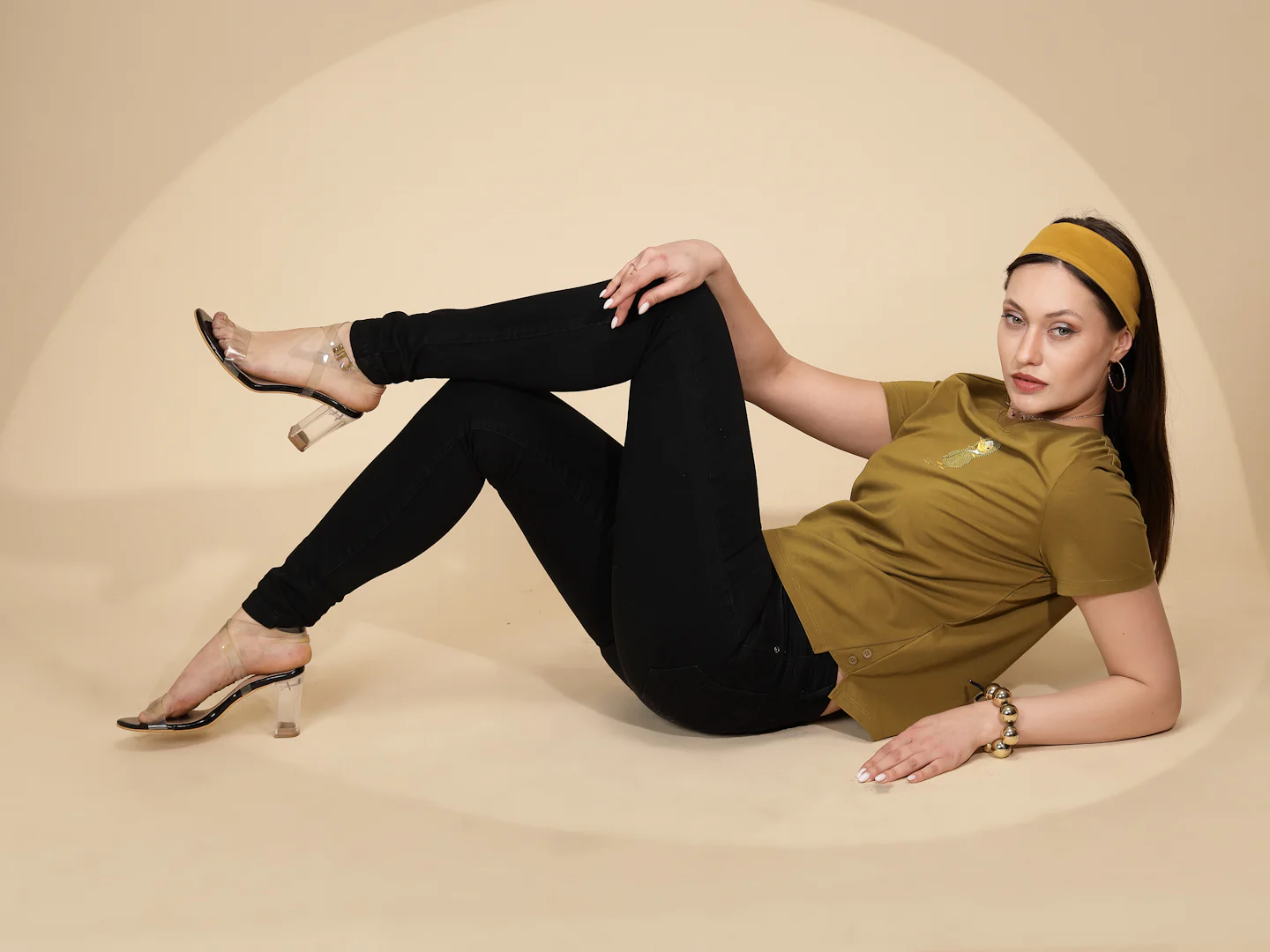 Olive Cotton Blend Regular Fit Top - Image 10